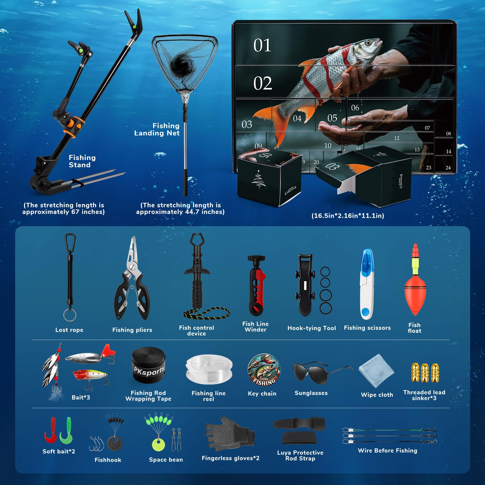 Calendrier De L’Avent Pêche 24 Jours – Kit Ultime Accessoires Pour Homme Et Ado – Compte à Rebours Vers Noël