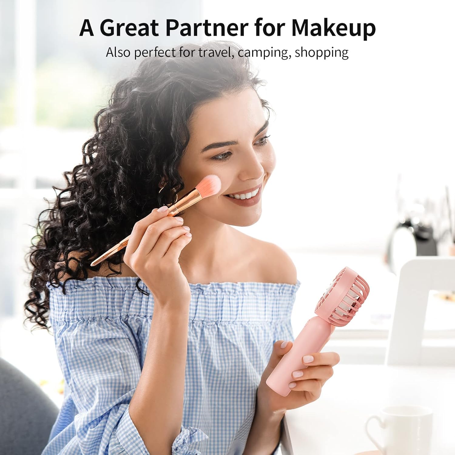 SMARTDEVIL Portable Neck Fan, Hands Free Bladeless Neck Fan, Rechargeable Battery (Handheld Fan(Pink))