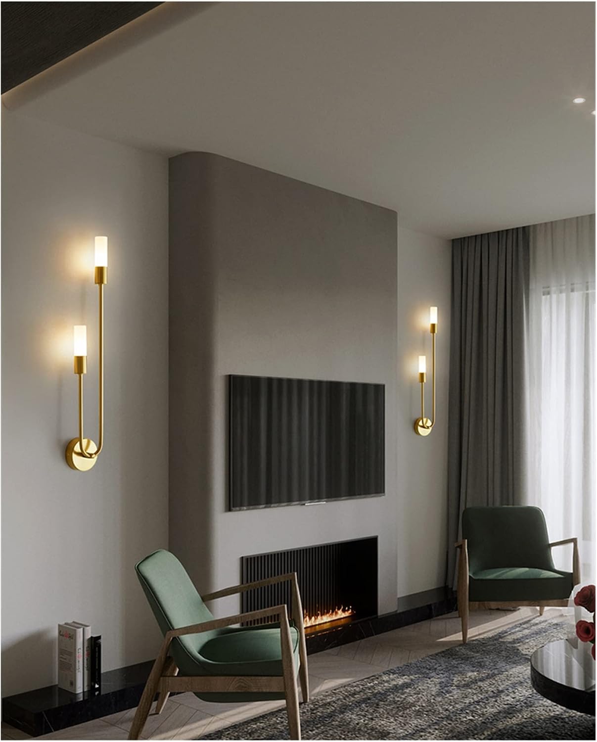 Copper Wall Lamps for Bedroom Bedside Living Room Hallway Stairs Nordic Modern Luxury Home Indoor Decoration LED Light Fixture (Colour: Black-Left Size: Warmlightbulb) (Black Right) image 4