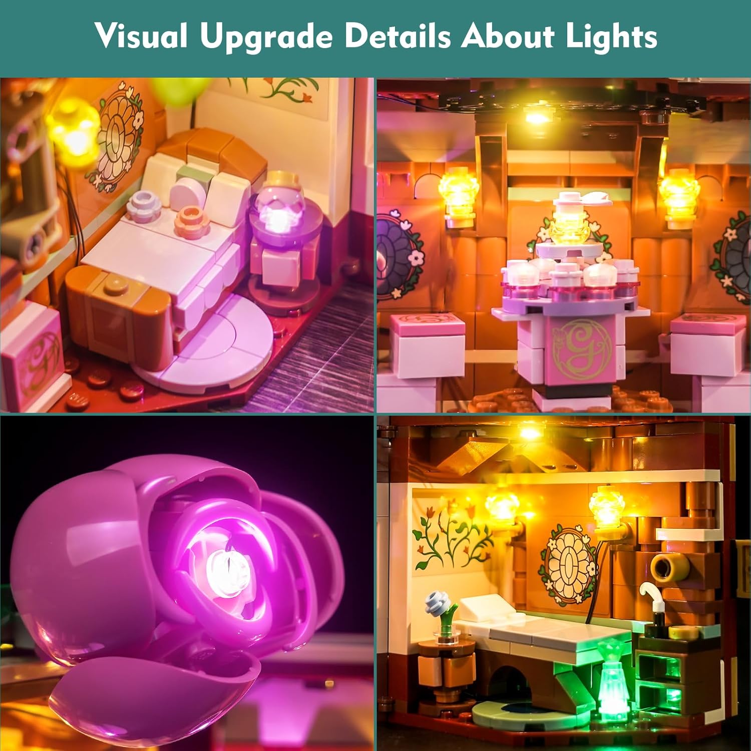 LED Light Kit Compatible with Lego Glinda & Elphaba's Dormitory 75683, Creative Lighting Set Accessories Compatible with Lego 75683 Elphaba's Dormitory, No Models Only Light