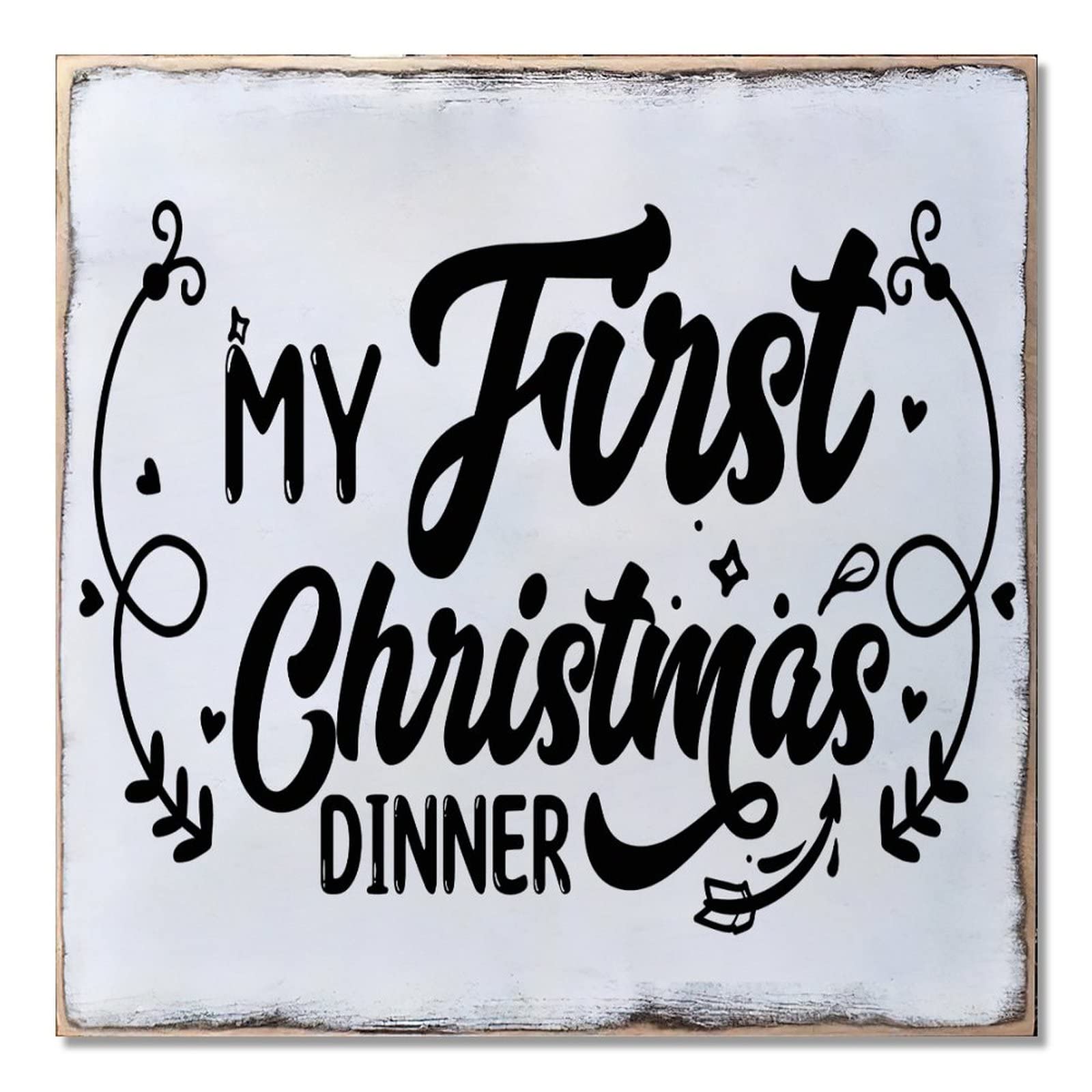 My First Christmas Dinner suspension en bois rustique de 40 cm pour cuisine