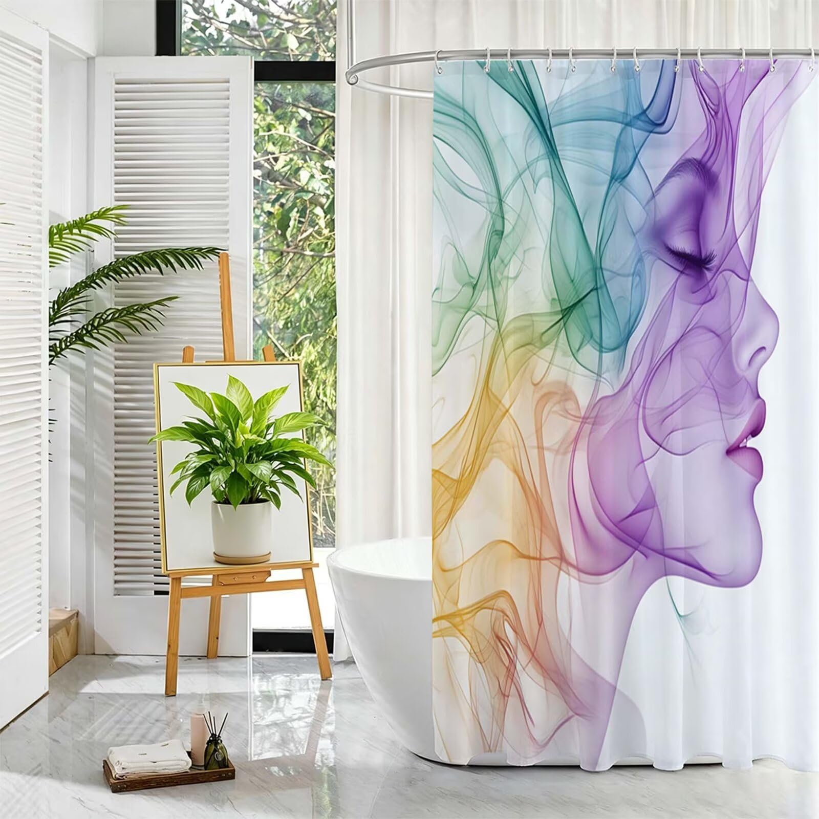 Rideau de Douche 180x240cm, Blanc Rideau de Baignoire D-520