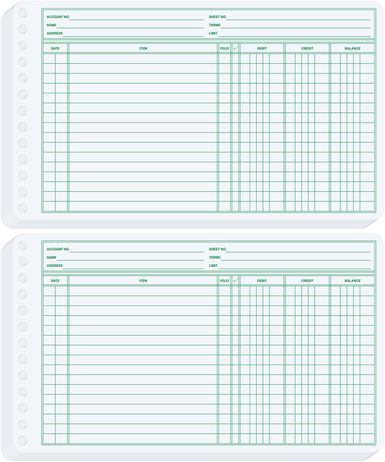 Skyygemm 200 Pcs Ledger Sheets 5" x 8.5" Extra Sheets Ledger Paper for Bookkeeping Columnar Pad for Business Accounts Payable Receivable with Debit Credit Balance Columns