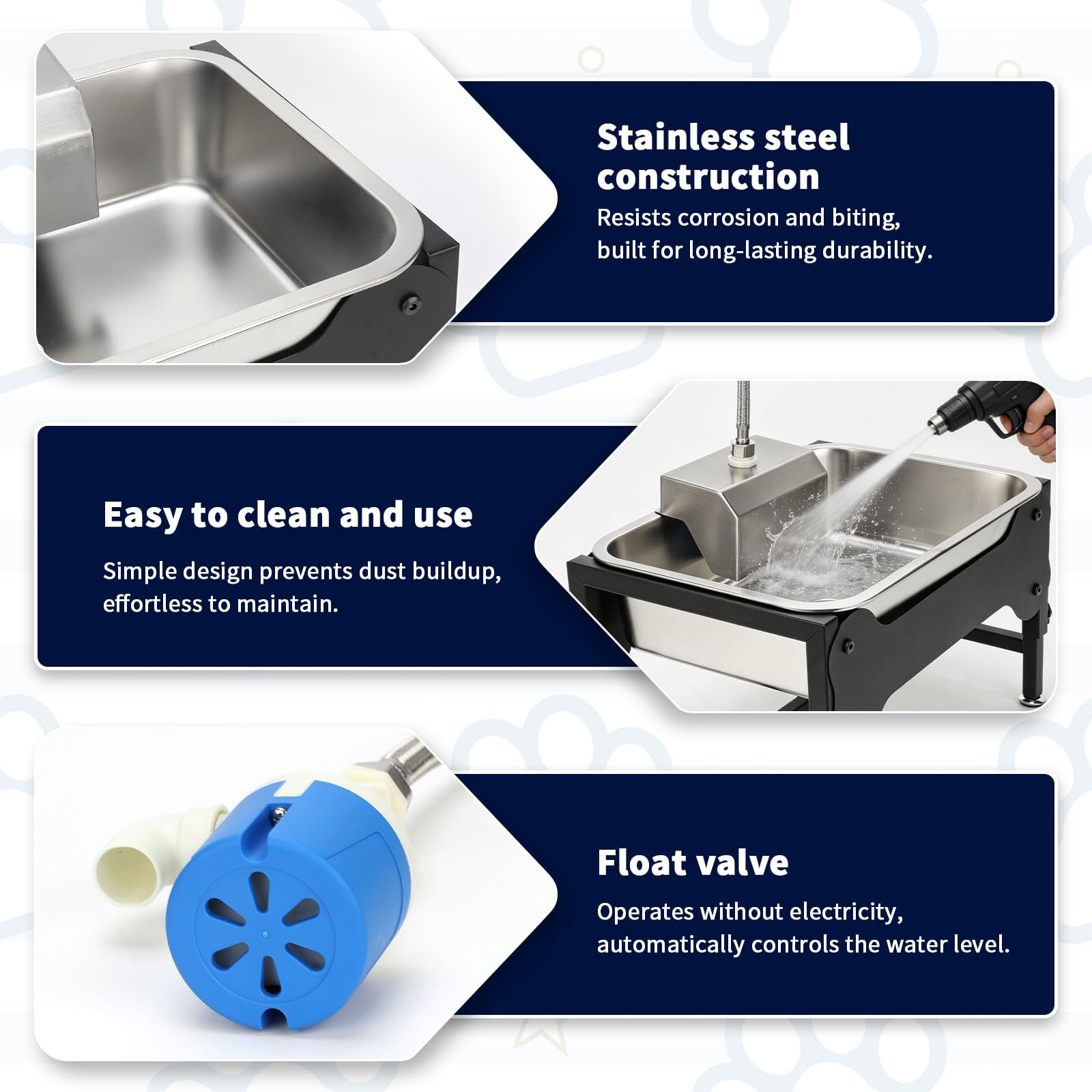 BWOGUE Dispensador automático de cuenco de agua para perros de 3 galones para razas grandes al aire libre, dispensador automático elevado de agua para perros exteriores, bebedero de acero inoxidable