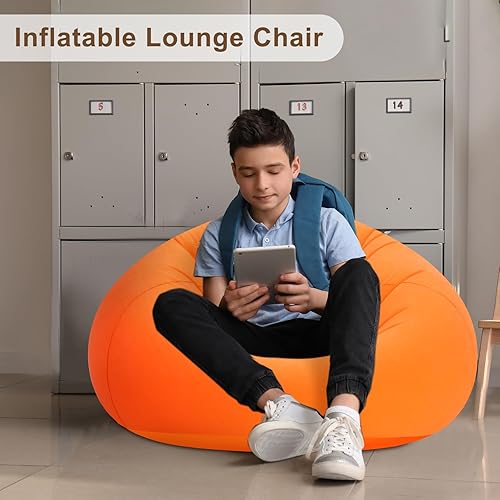 Miniatura 7 de 2 piezas de puf pequeño, silla inflable, sillas de juegos inflables, sofá inflable plegable flocado, silla inflable portátil para sala de estar y