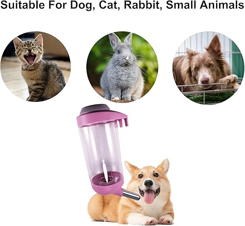 Miniatura 6 de Botella de agua para perros  Dispensador de agua para mascotas sin goteo de 12 onzas, botella de agua de jaula fácil de usar para perros, gatos,