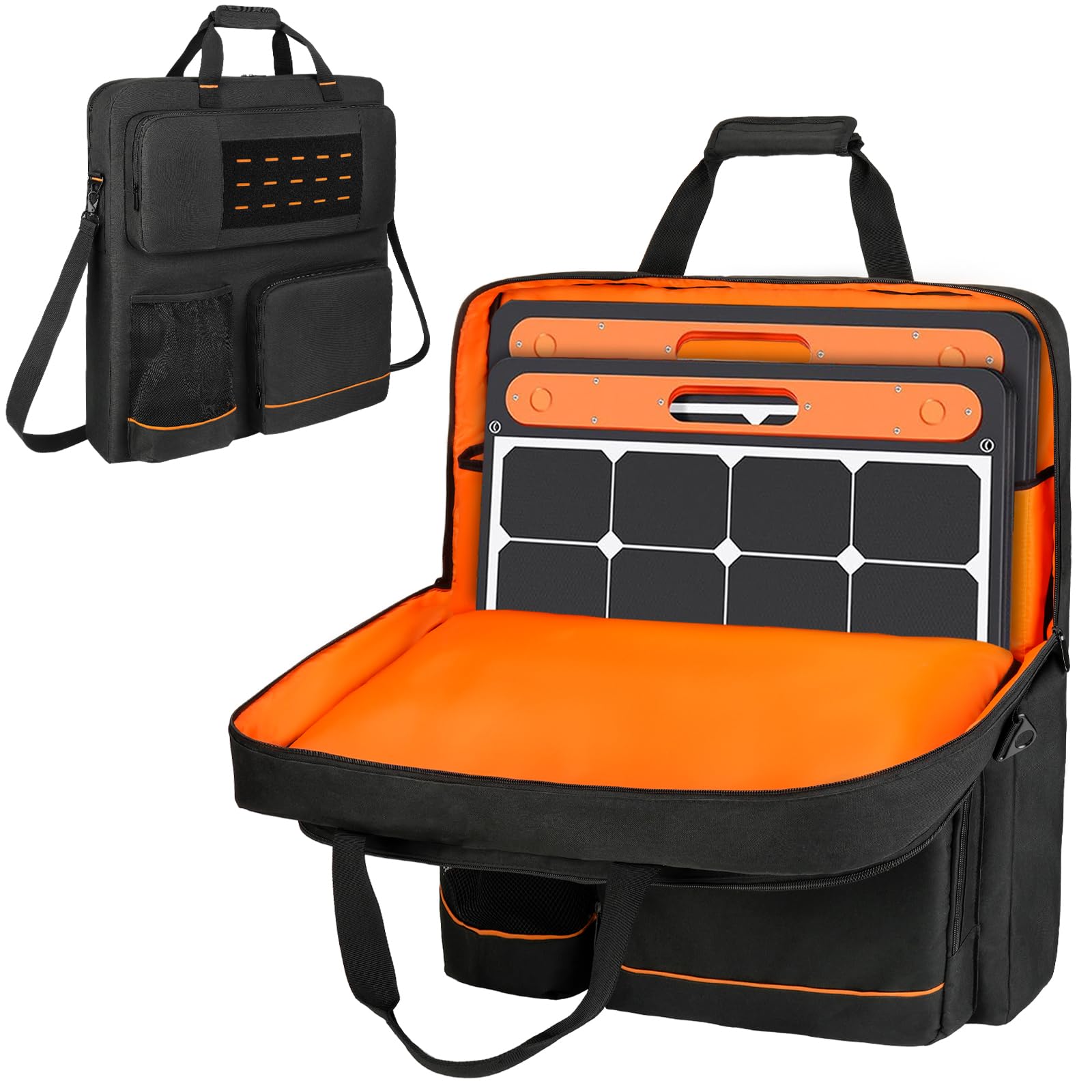Photo 1 of MRINCA Solar Panel Storage Bag Compatible with Jackery SolarSaga 100/100X/200W & Anker Solix PS100/PS200, Portable Travel Carrying Case with Shoulder Strap & Internal Pockets, Black