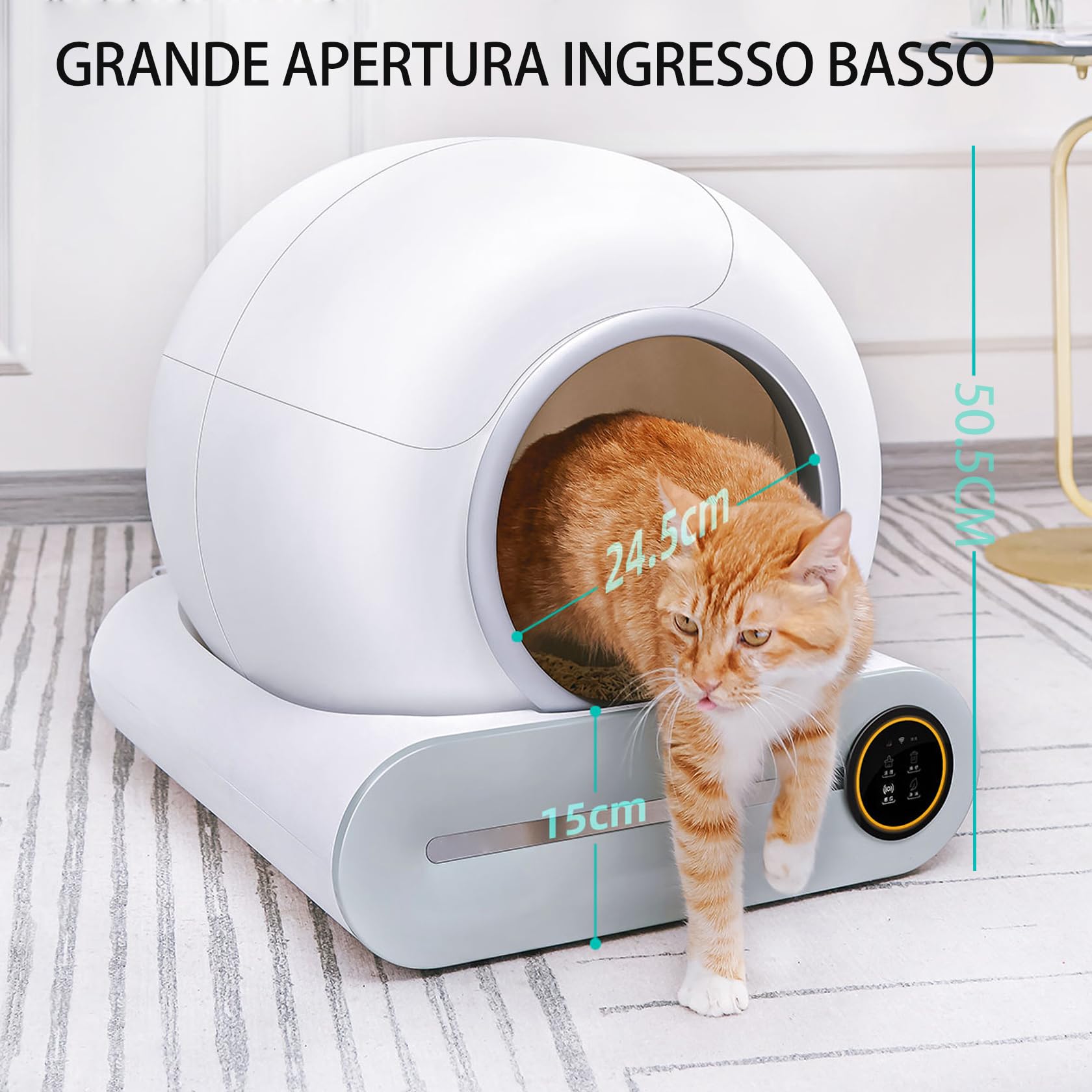 Lettiera Gatto Autopulente, Lettiera Automatica, Antiodore | App Controllo, Progettazione Sicura, Facile Manutenzione, adatto a Più Gatti