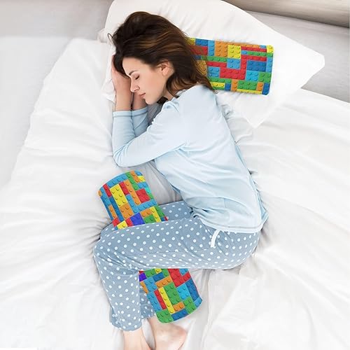 Miniatura 6 de Jihqo Almohada redonda con funda, bloques de construcción, almohada cervical, almohada cervical, soporte de cuello de espuma viscoelástica para