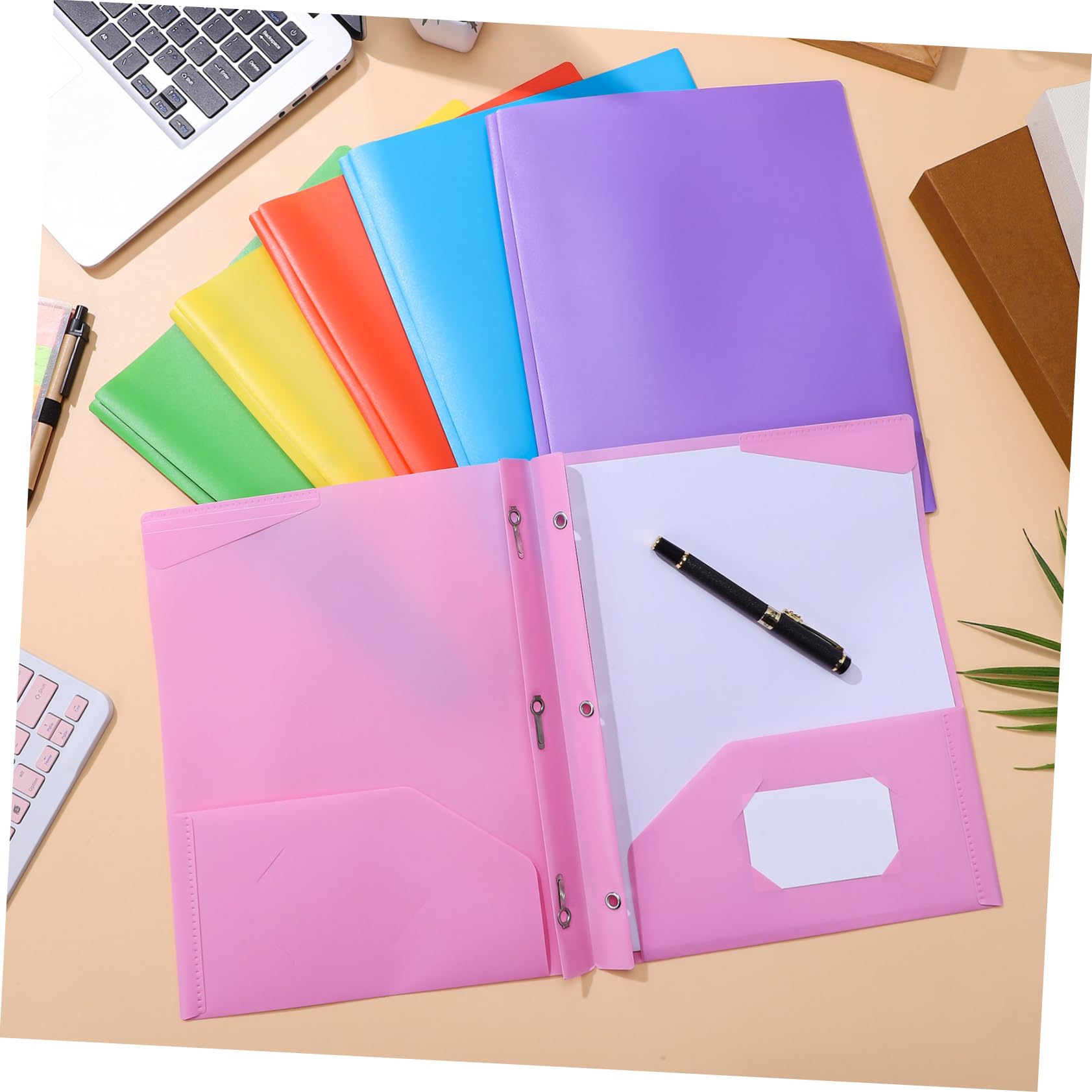 Housoutil Cartelline Raccoglitori in Plastica con 2 Tasche, Organizzatore di Documenti Robusto e Portatile, 9 Pezzi, per Casa e Scuola