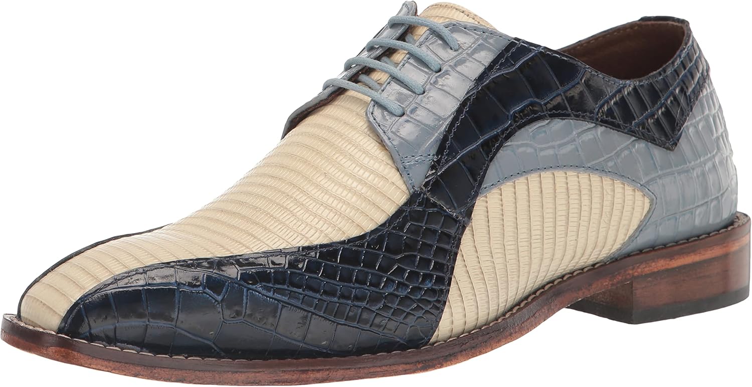 Stacy Adams Men's Turano Bike Toe Oxford, Dark Blue Multi, 11