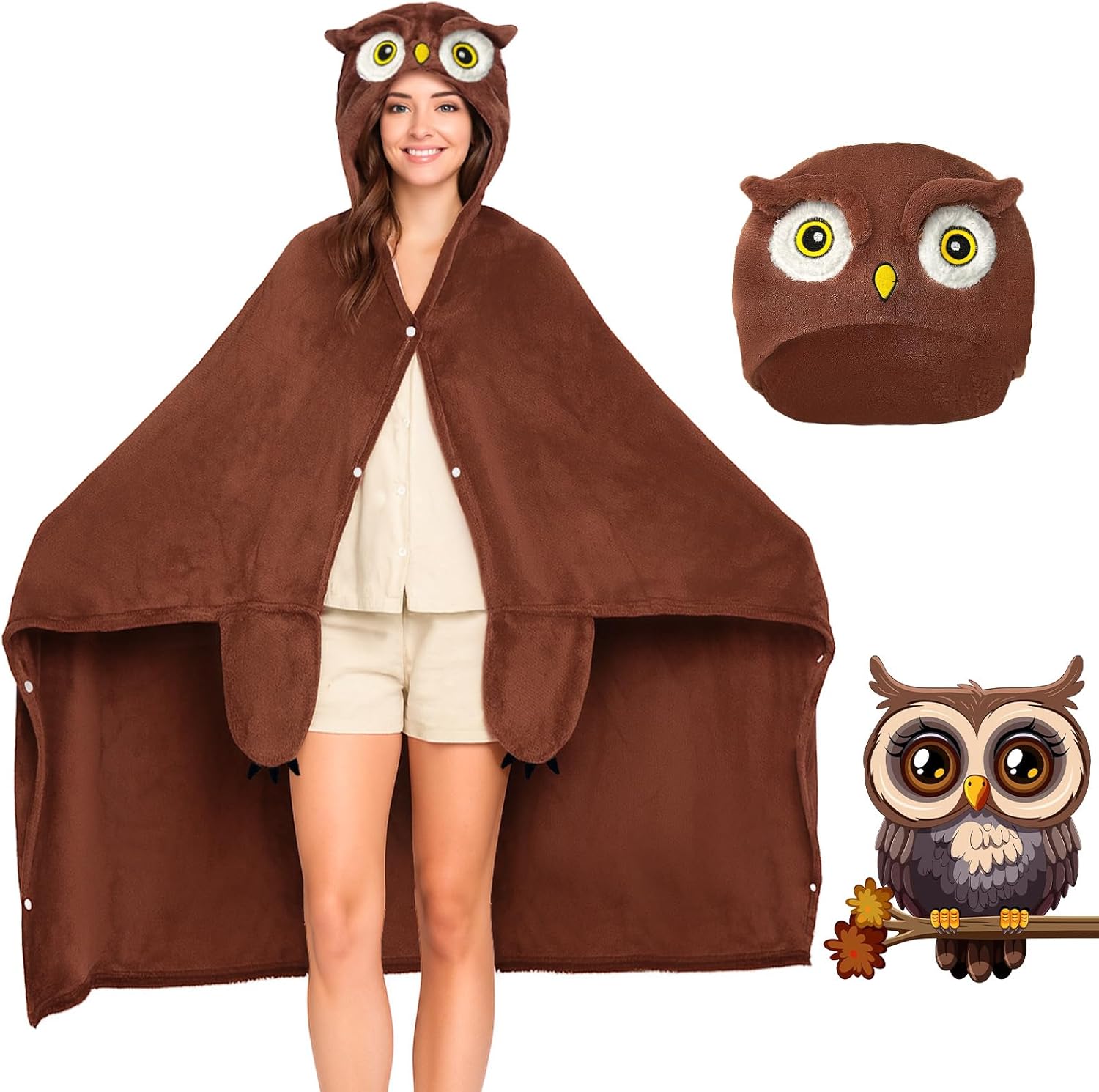 Wearable Blanket Hoodie Adult - Super Soft Animal Blanket with Gloves, Comfortable Warm Gifts for Party Halloween Christmas