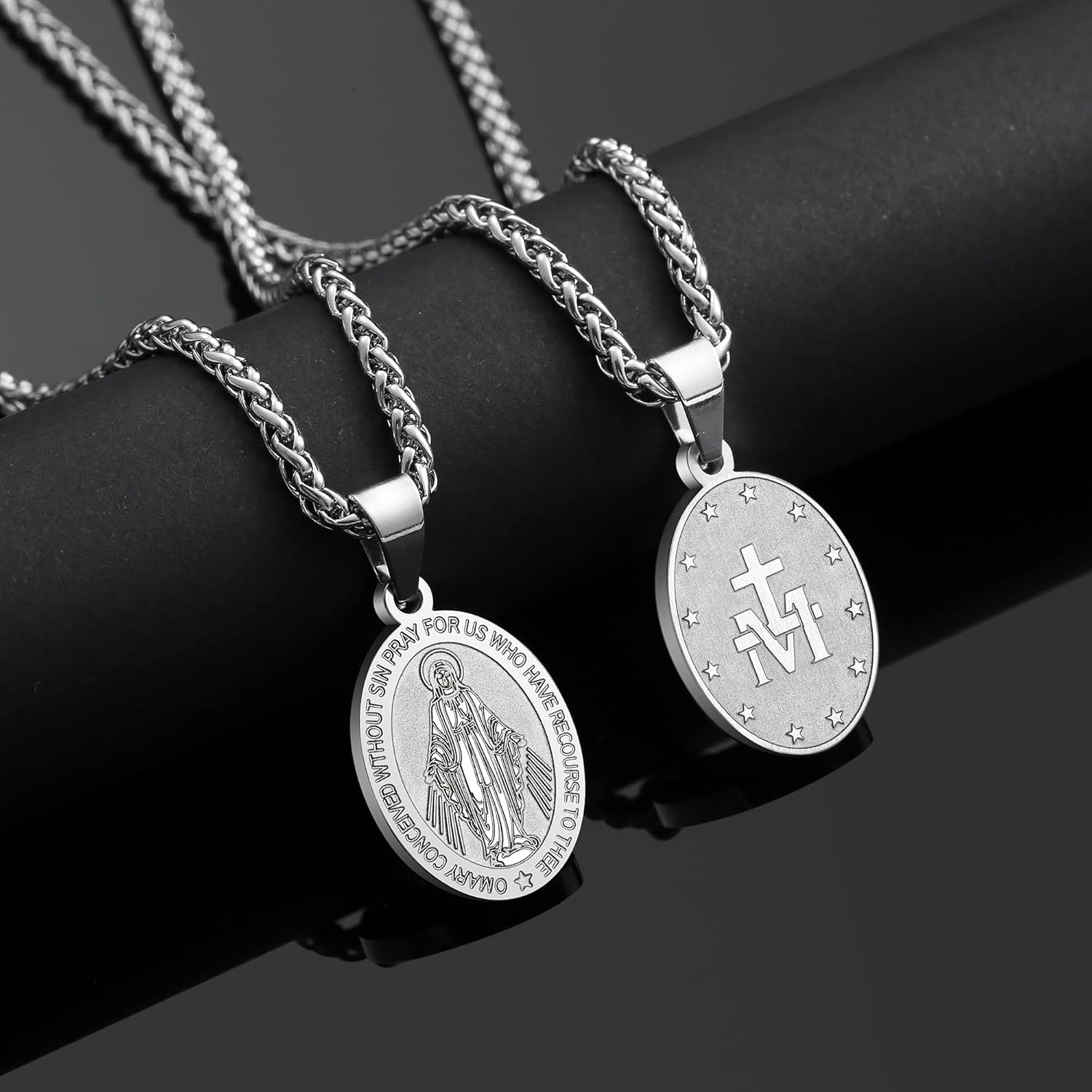 P. BLAKE Oval Saint Christopher/Michael/Joseph/Jude/Virgin Mary/Joseph/Francis/Patrick/Anthony/Benedict/Thomas Necklace for Men Women, Stainless Steel Catholic Patron Pendant with Chain 24 Inches - Image 3