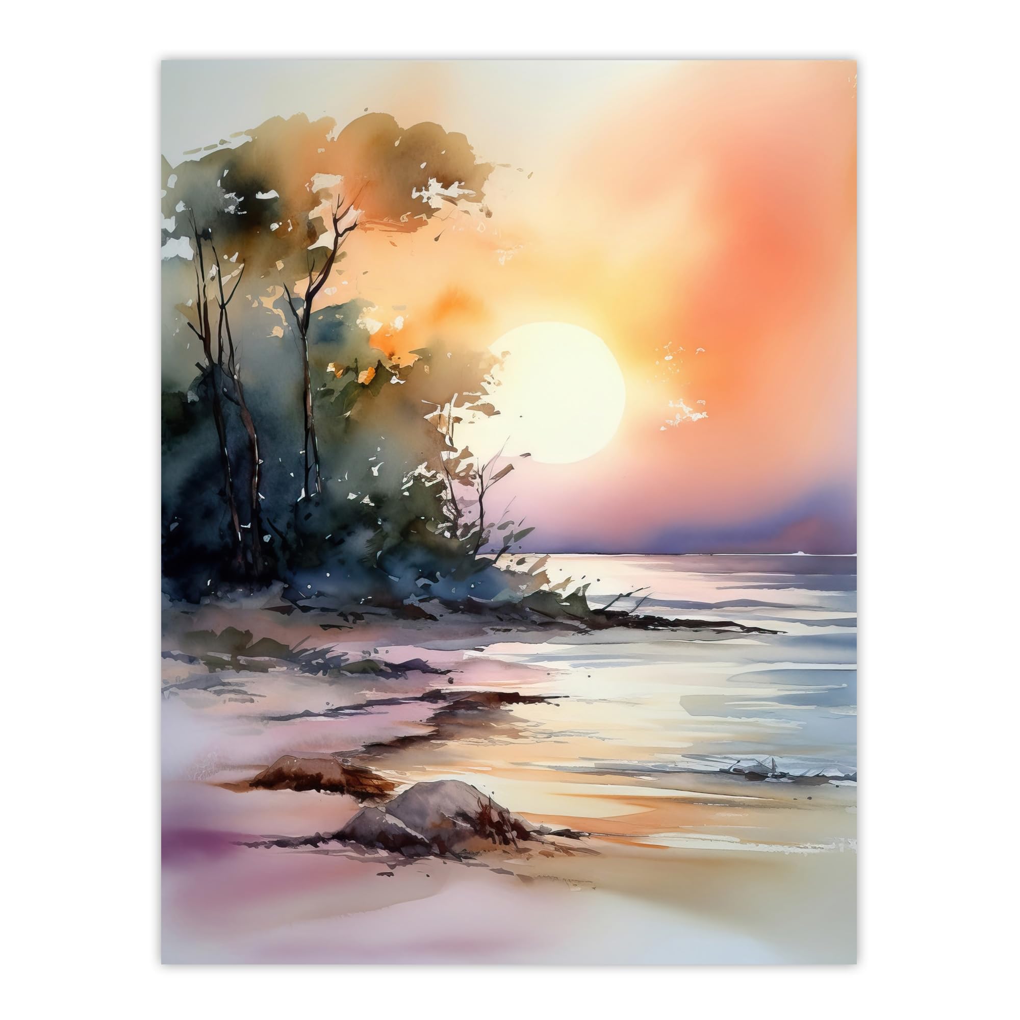 Artery8 "The Bonnie Banks Of Loch Lomond" Watercolour Poster Print W18" x H24"