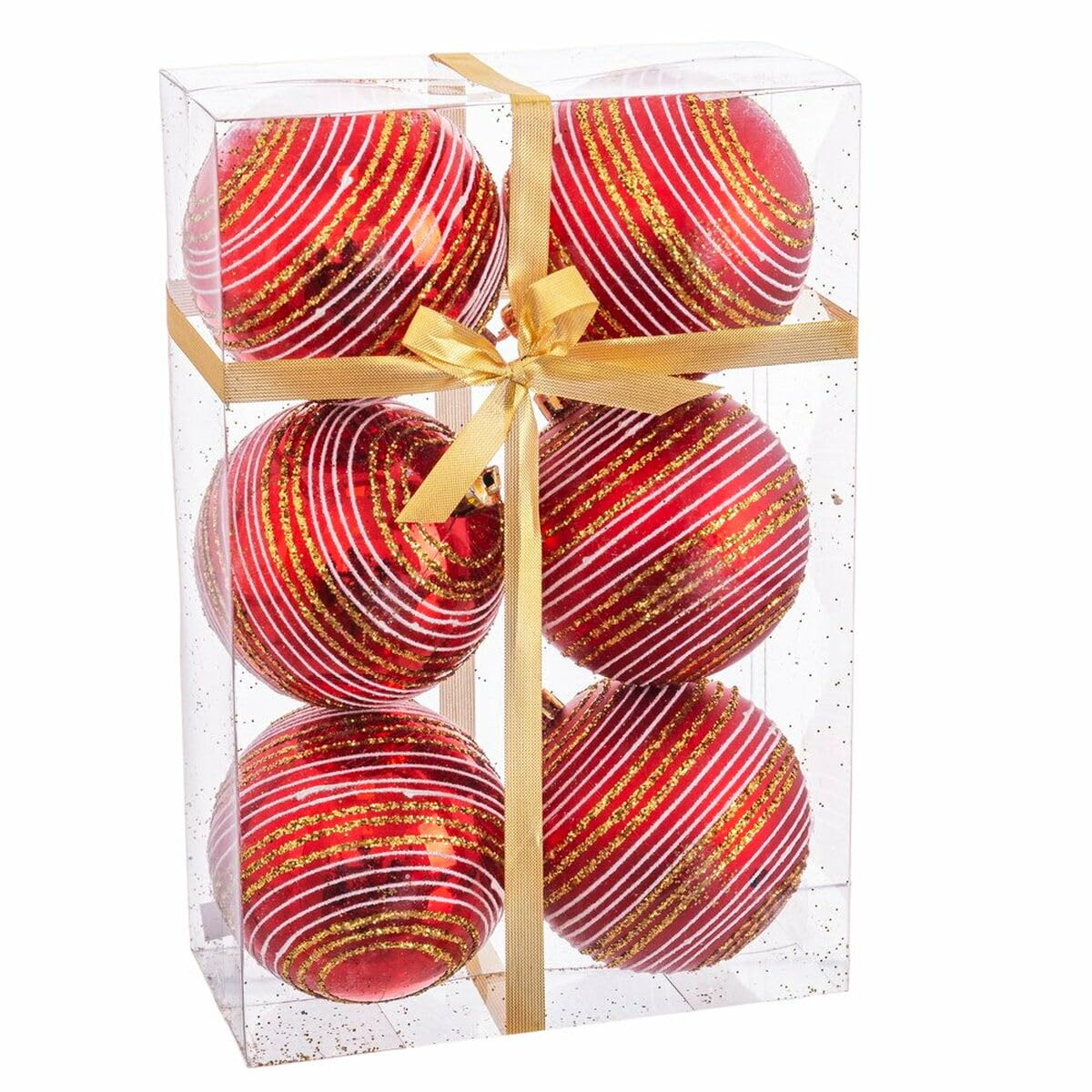 BigBuy Christmas Christmas Balls Red Plastic Spiral 8 x 8 x 8 cm (6 Units)