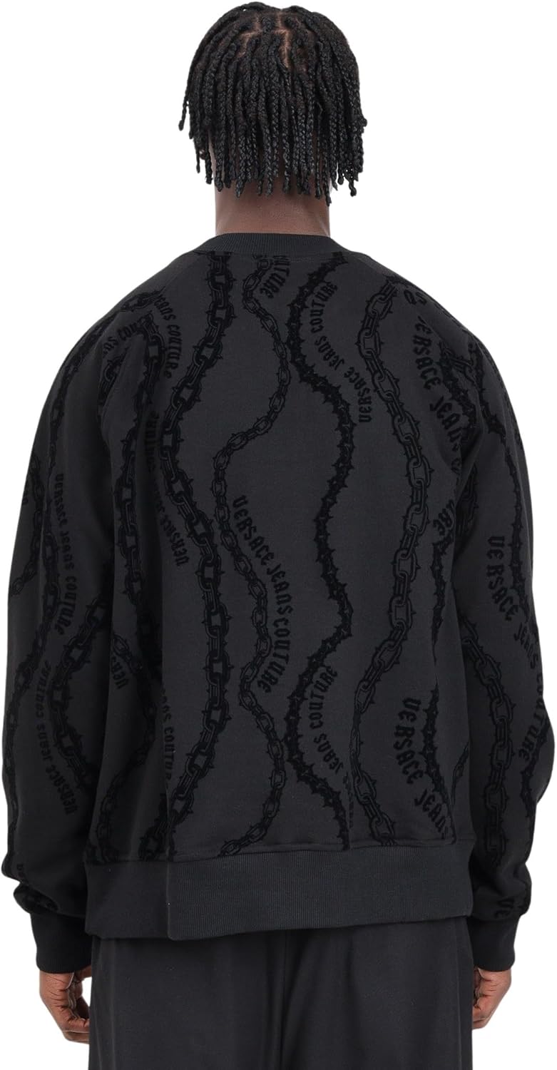 VERSACE| (CHAIN COUTURE RELAXED-FIT SWEATSHIRT (77GAI3X VERSACE JEANS COUTURE men sweatshirt Chain couture black S