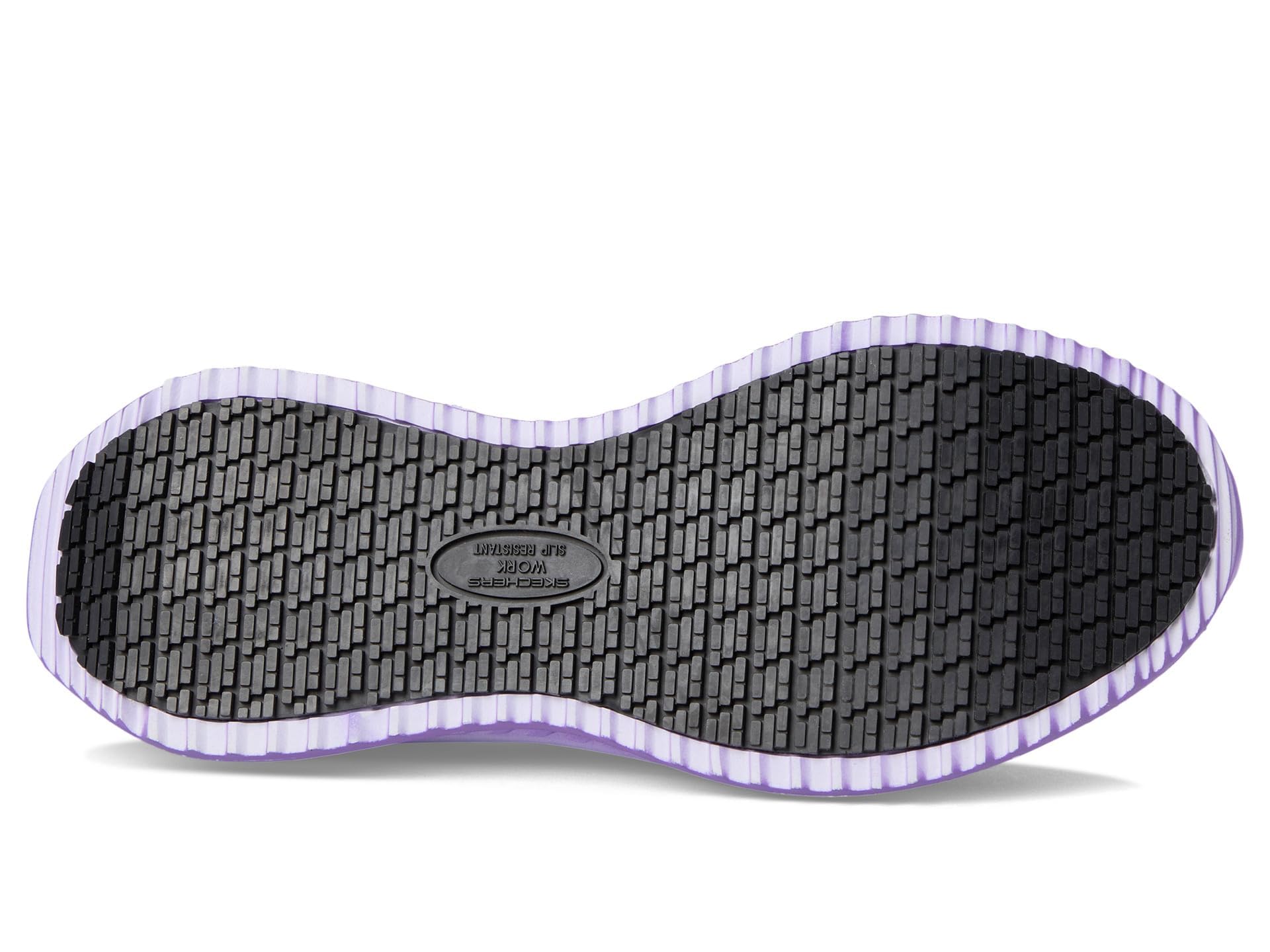 Skechers Damskie wsuwane buty robocze: Tilido - Ombray antypoślizgowe trampki bungee, Czarny/fioletowy, 40 EU