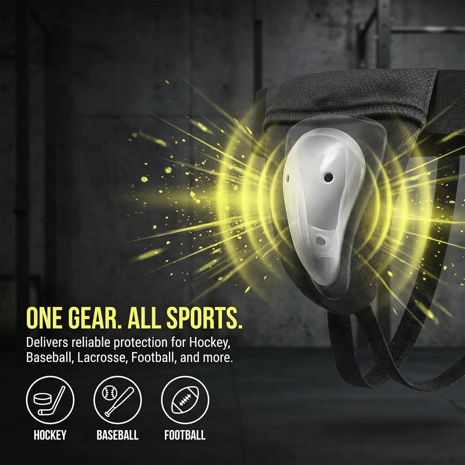 VPRO Ice Hockey Jock Strap with Athletic Cup, Shock Absorbent Groin Protector for High Impact Sports, YT, JR&SR