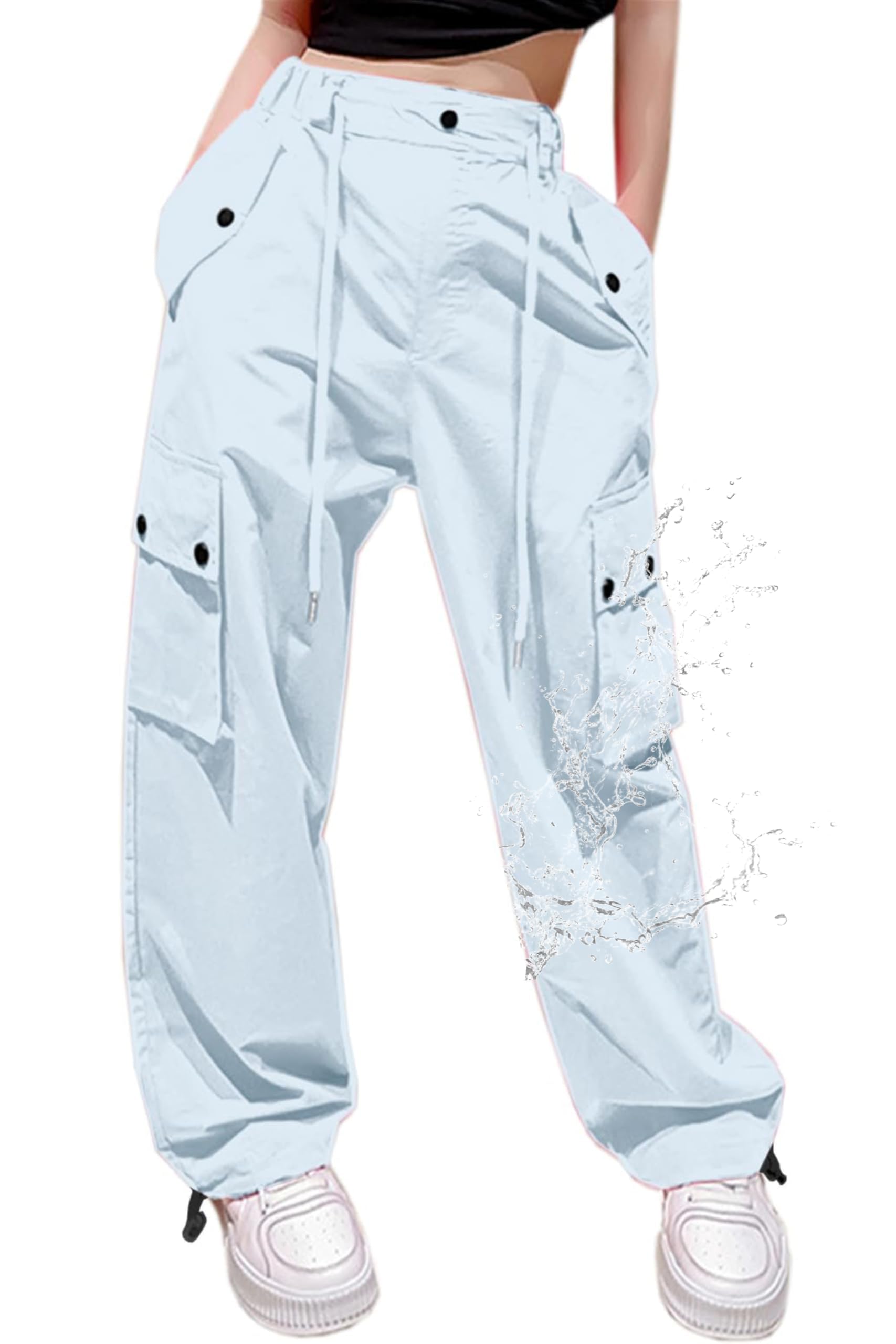 Cromoncent Girls &amp; Women Parachute Cargo Pants, 6Years-3XL