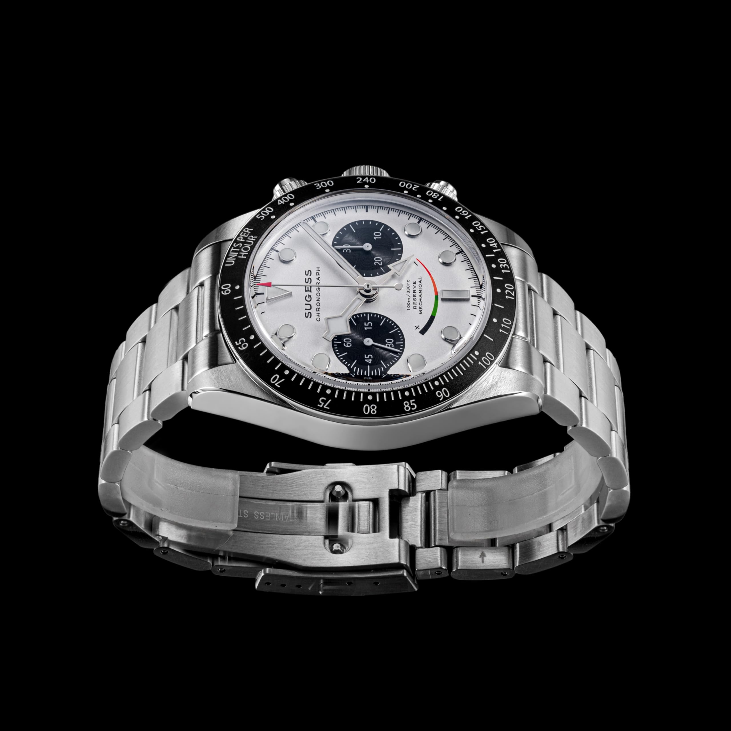 Sugess BB Chrono Smile Panda Dome Saphir Kristallglas 100m Mechanische Herrenuhr S475.W