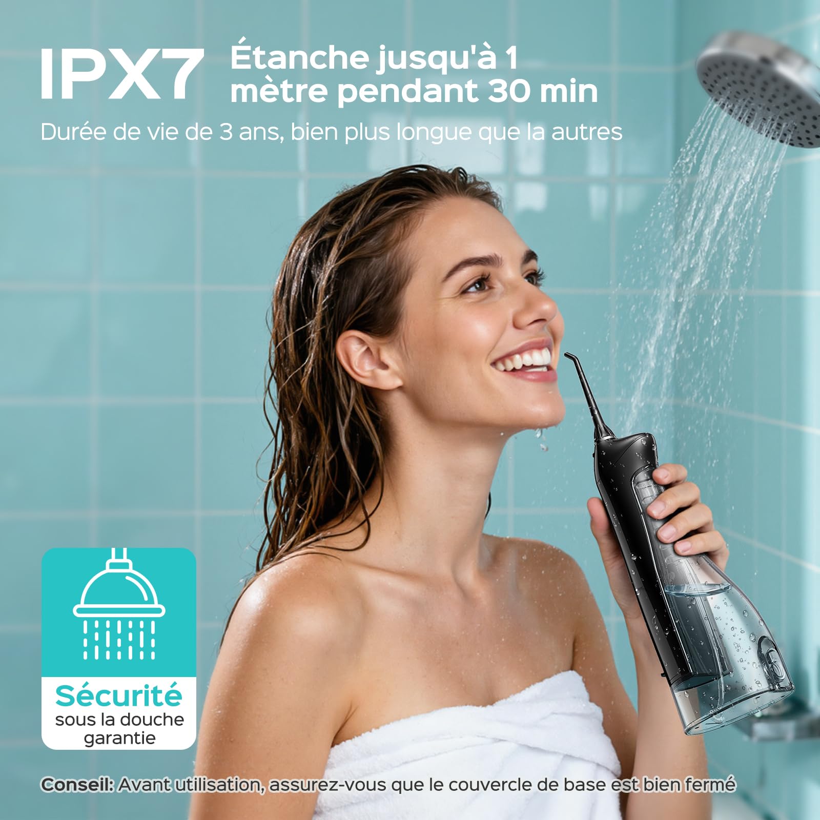 COSLUS C20 Jet Dentaire Hydropulseur Portable 300 ML Sans Fil Irrigateur Dentaire Hydropulseur Dentaire Double Débit d'eau Water Oral Flosser Étanche IPX7 Pour La Maison et Les Voyages Noir