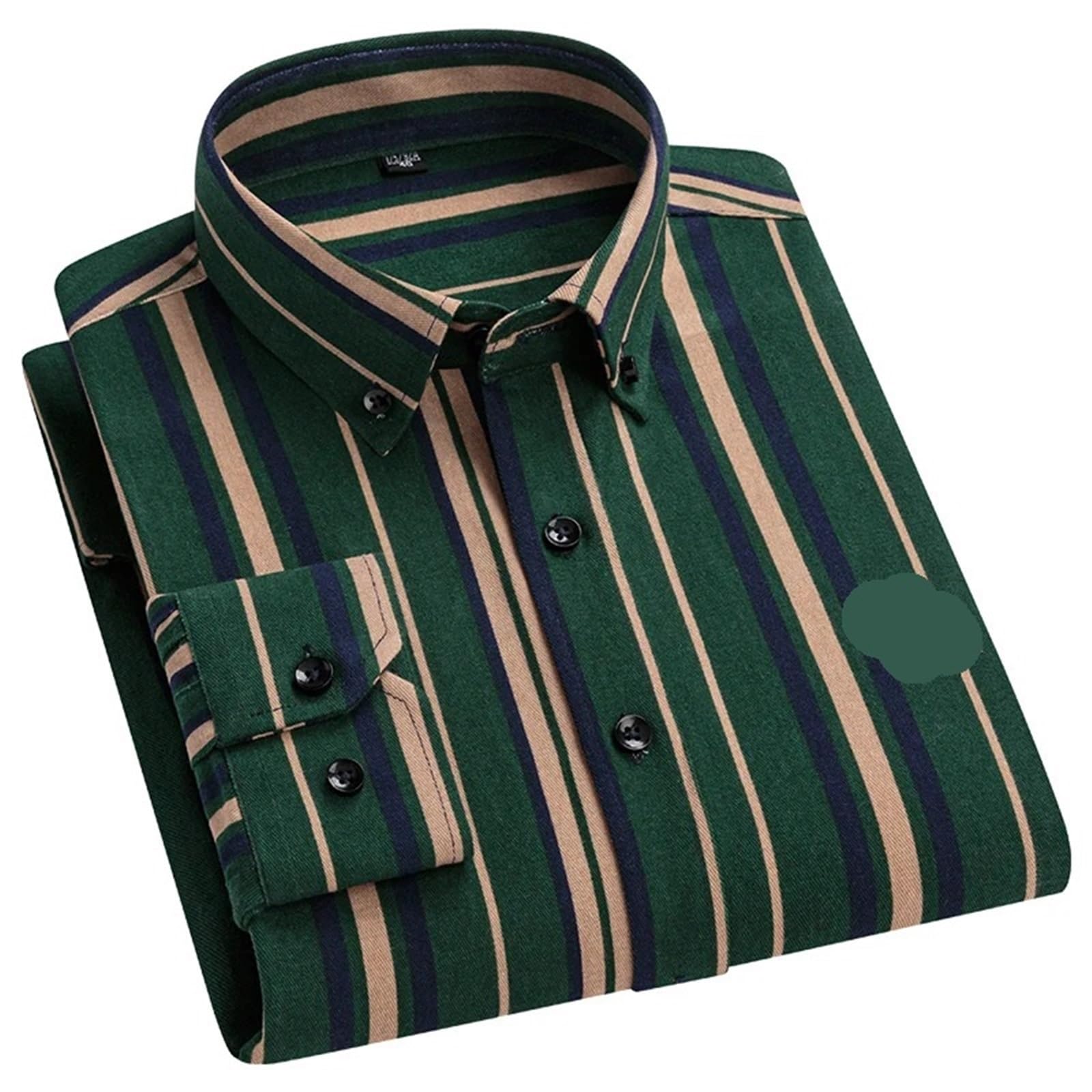Chemise Carreaux Homme Autumn Men's Long-Sleeved Plaid Striped Cotton Oxford Spinning Chest Embroidery Regular Fit Button Work Shirt S~6XL(Color 1,41)