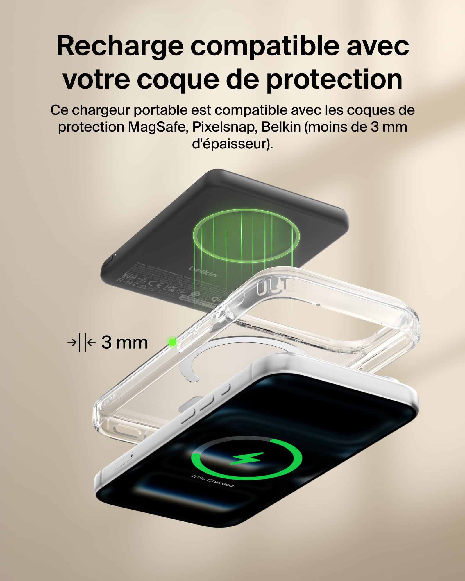 Belkin BoostCharge Batterie Externe Magnétique 5 000 mAh - Noir