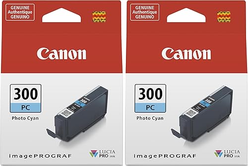 Canon Tinta PFI-300 Lucia PRO, color cian foto, compatible con impresora imagePROGRAF PRO-300, estándar (4197C002) (paquete de 2)
