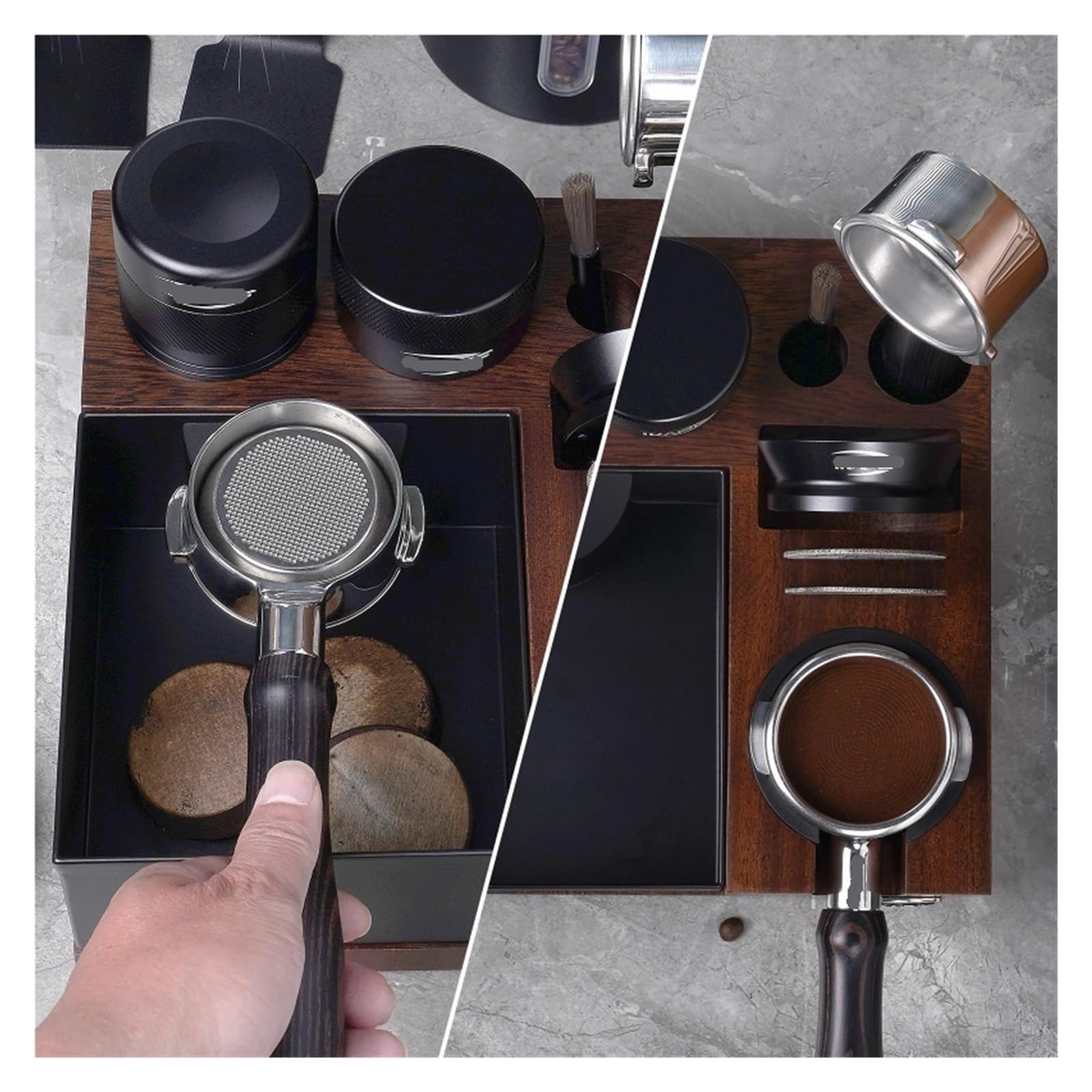 Caja De Golpe De Café Expreso, Compatible Con IKAPE V5, Caja Organizadora De Café for Portafiltro Distribuidor De Manipulación Y Almacenamiento De Barista Con Pantalla Puck