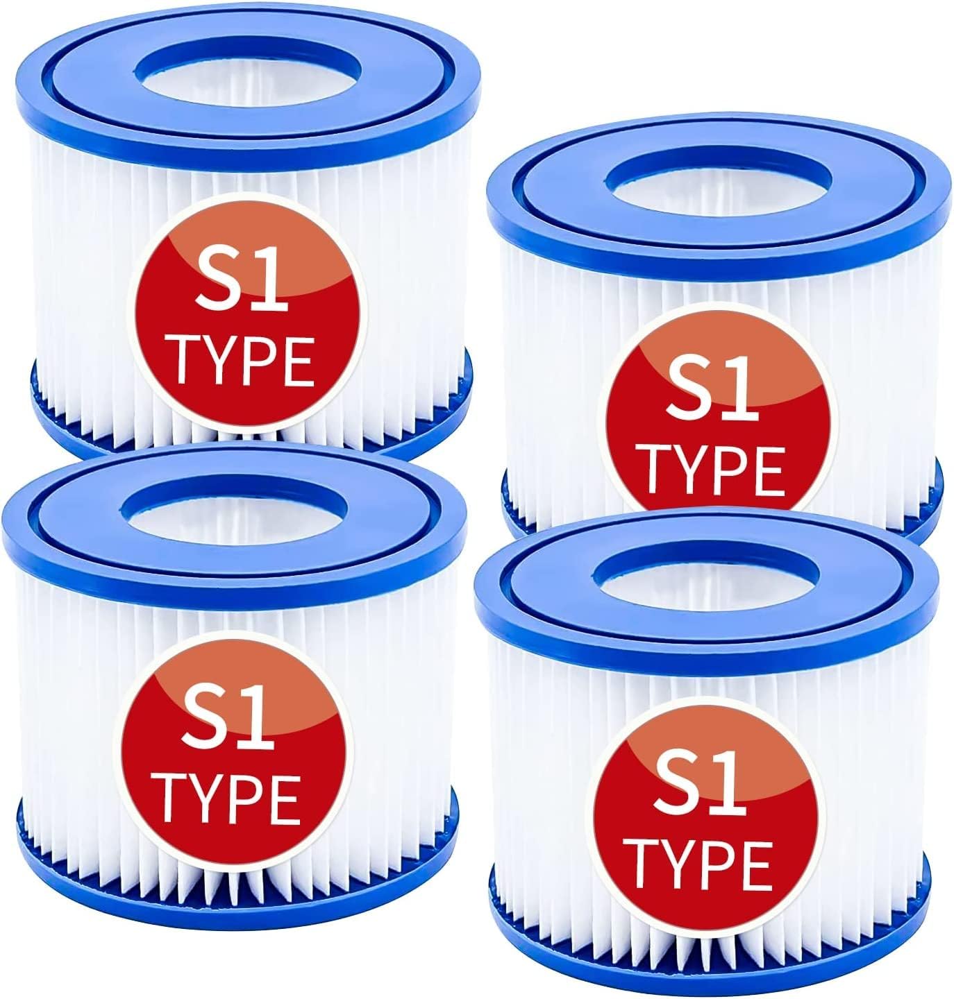 Pool Filters Cartridges Type S1 Compatible for Intex Spa Filter 11692, 29001E, PureSpa 28407E, Hot Tub Pump Filter Cartridge Swimming Pool Spa Filter Replacement 4 Pack (Type S1)