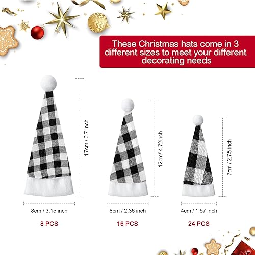 Miniatura 2 de SATINIOR 48 piezas de mini sombreros de Papá Noel para manualidades, paquete a granel de pequeños sombreros de Navidad, decoración de Navidad para