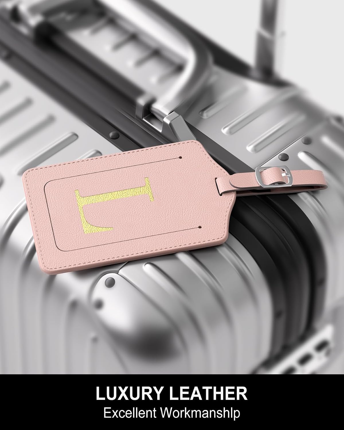 Initial Luggage Tags for Suitcases, 3 Pack TSA Approved Easy to Identify Leather Letter L Travel Tags for Luggage, Travel Essentials Bag Tag Suitcase Identifiers, Cute Hot Stamped Monogram image 2