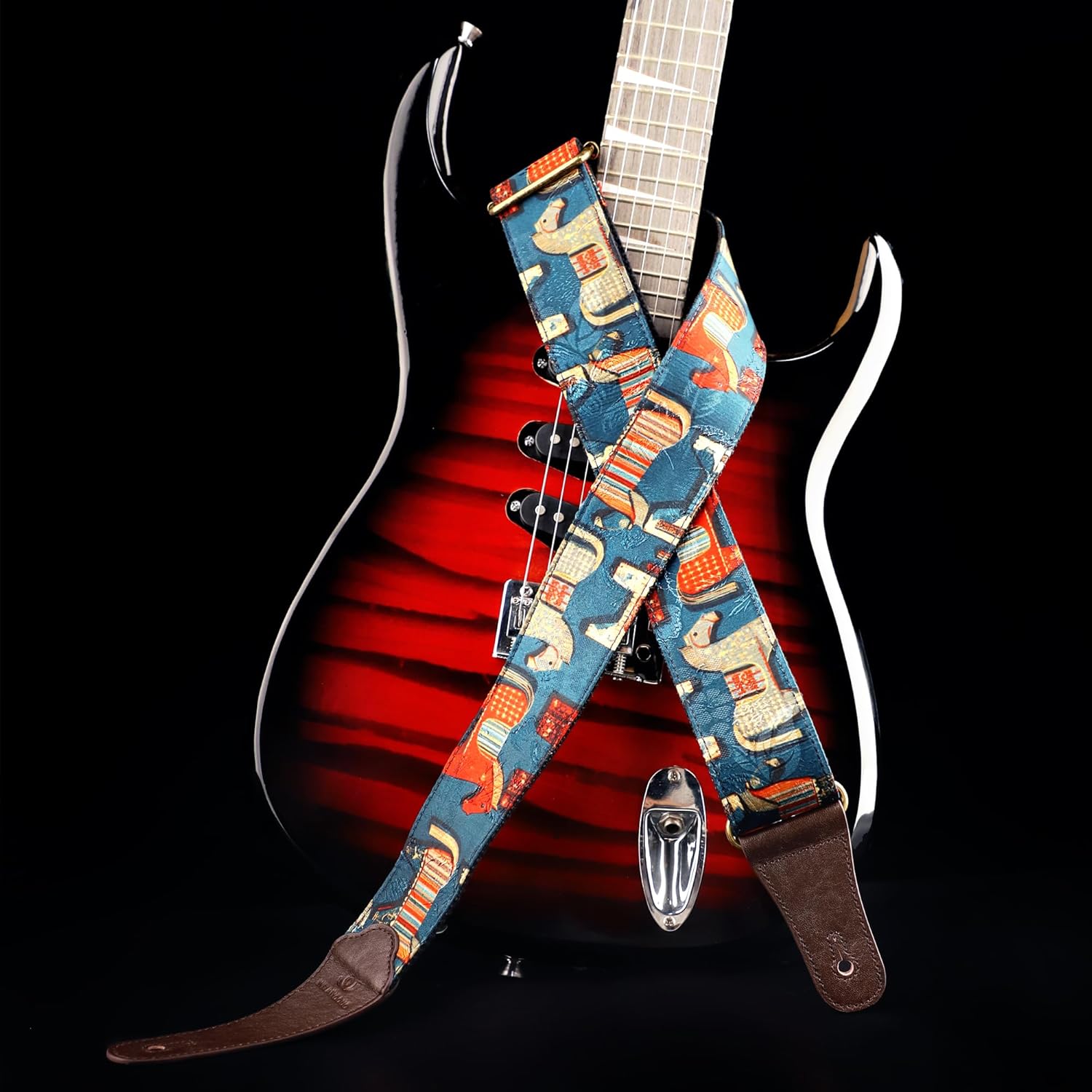 Guitar Strap, 2"Adjustable Straps for Acoustic/Bass/Electric/Classic/Ukulele, Suitable for Boys, Girls, Women, and Men，Includes Guitar Pick,Two End Cowhide Strap Lock,Button (Cartoon Pony)