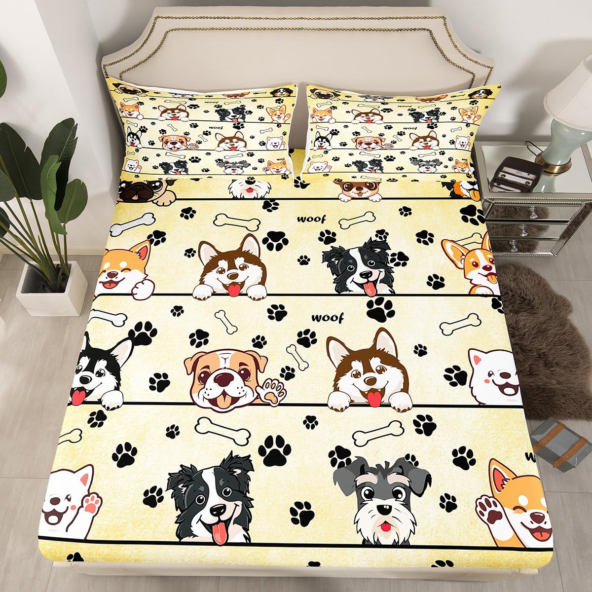Parure de lit à empreintes pour chambre d'enfant et ado cocooning
