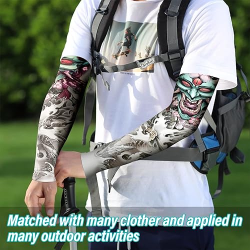 Miniatura 5 de Aresvns Halloween Makeup Tattoo sleeves, Premium Cooling Arm Sleeves for Men and Women UV Sun Protection Arm Sleeves