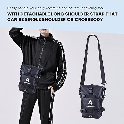 Miniatura 6 de Bolsa impermeable para parachoques de motocicleta, bolsa de barra de choque de motor de 6 L con correa para el hombro, bolsa de marco lateral para