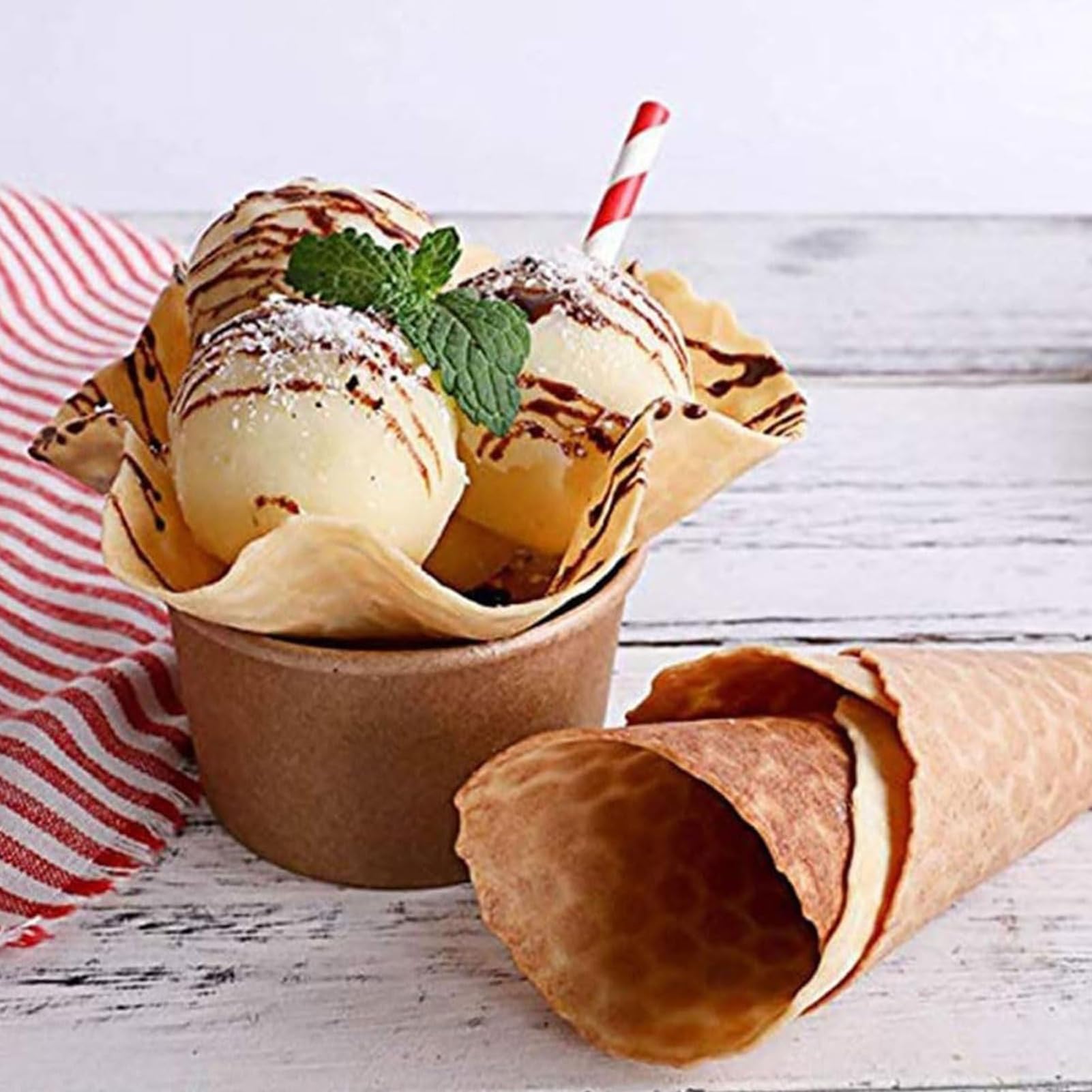 Rullo a cono per gelato, 52 mm, stampo in rame per cottura fai da te, cialde, uso domestico e professionale