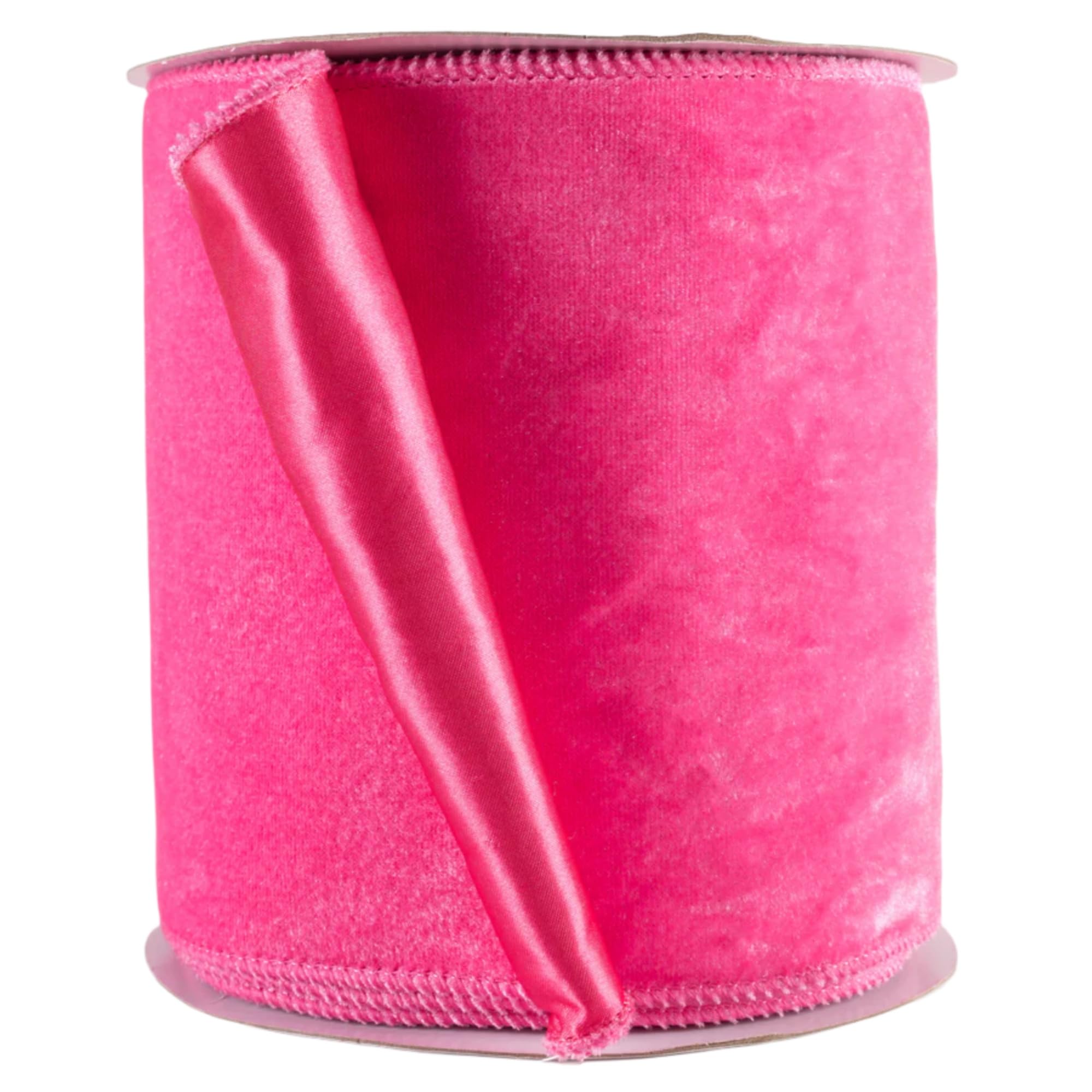 Christmas Velvet Wired Ribbon, Velvet with Satin, 10 Yards, for Gift Wrapping, Tree Decoration, Crafts (Hot Pink, 4 Inch)