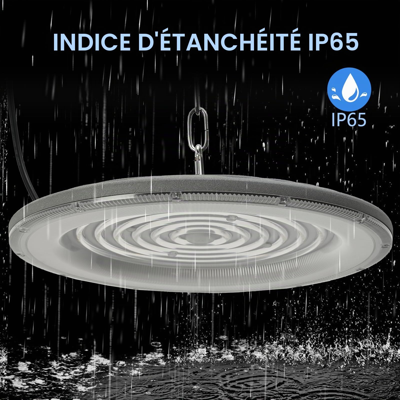 200W UFO high bay lumière, 24000LM Spot High Bay Lumière 6500K Blanc Froid Projecteur LED Industriel, IP65 Étanche Lampe Atelier UFO LED Spot Intérieur pour Garage Atelier Usine