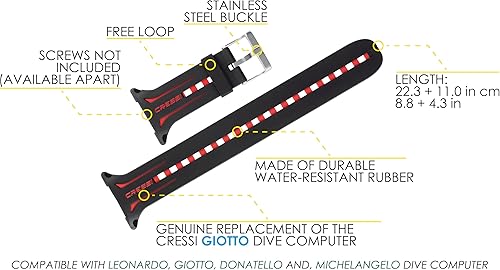 Miniatura 9 de Cressi Correa de reloj para computadora de buceo con pantalla grande, negroazul