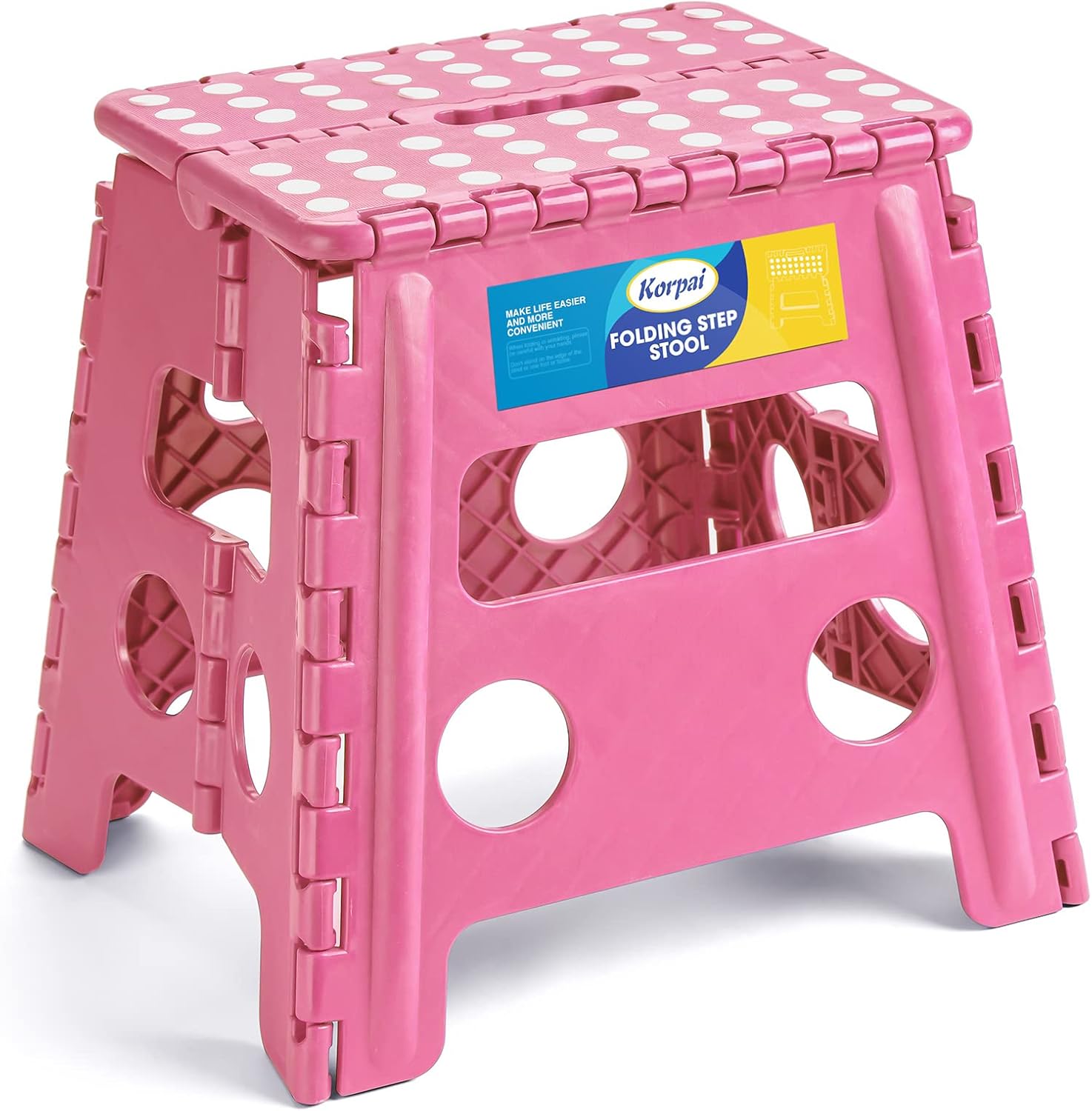Korpai 13" Folding Step Stool for Adults and Kids Holds Up