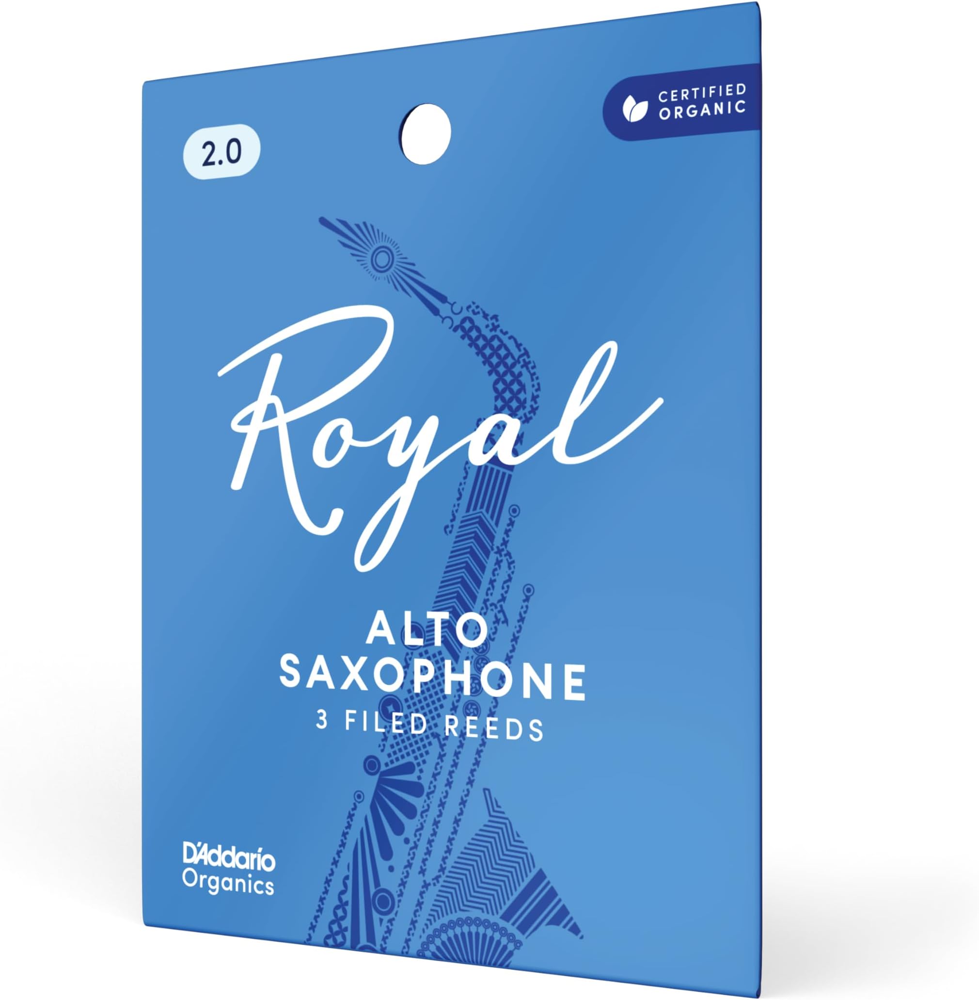 Organic Royal Alto Saxophone Reeds, Strength 2.0, 3-Pack
