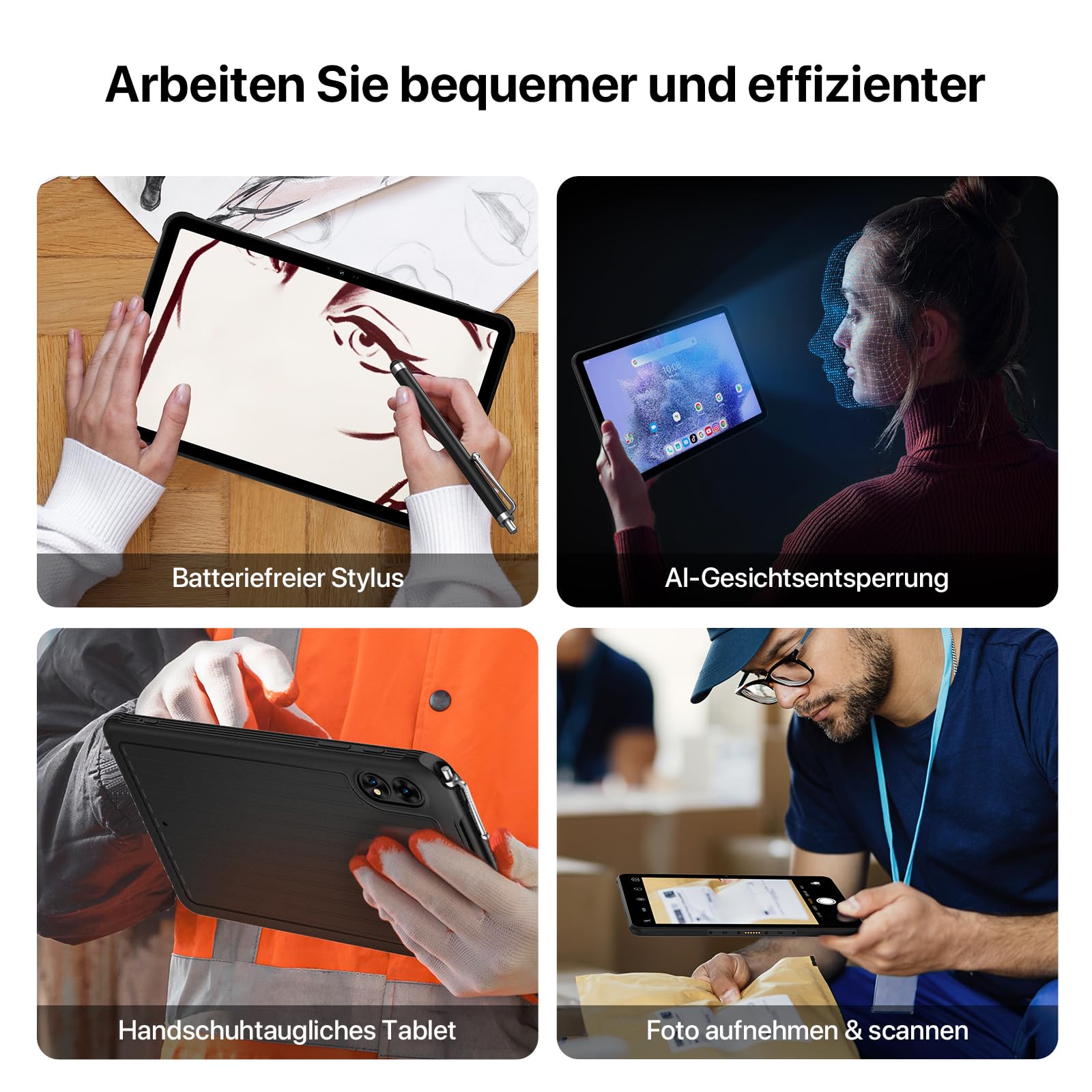 UMIDIGI Outdoor Tablet 11 Zoll 2K FHD+,16GB+128GB,Dual 4G SIM Tablette | Active T1 Leichtes Rugged Tablet Wasserdicht, Octe-Core/16MP*2/10000mAh/GPS/OTG/5G WIFI/IP68/IP69K, Android Tablets mit Stift
