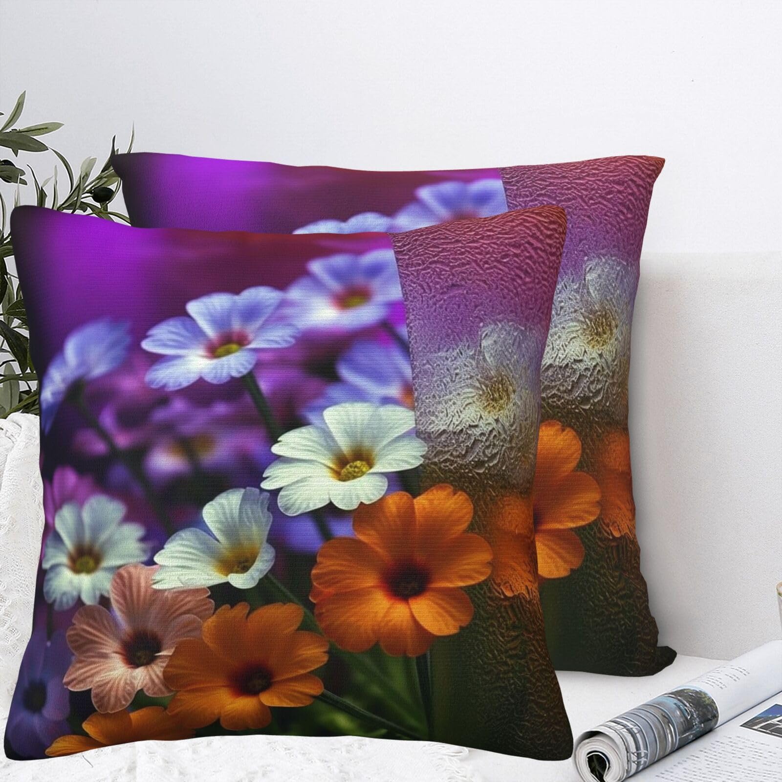 QMKFWT Beautiful of Flowers Plush Throw Pillow Covers 24"X24",Soft Cozy Couch Cushion Covers Decorative Pillow Cases for Holiday Home Bedroom Sofa Decors