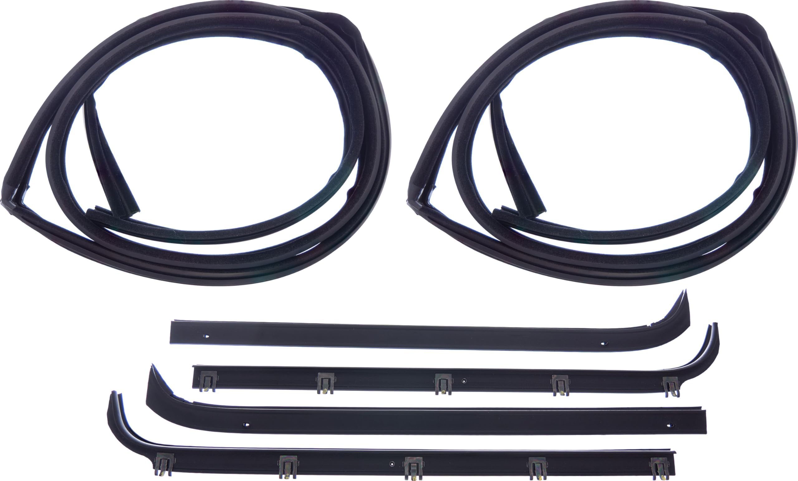 APDTY 140850 Door Window Channel Rubber Belt Weatherstrip Dew Wipe Set Front Left Right Inner & Outer (Replaces E9TZ1521536A, F0TZ1521536A, F5TZ1521536A)