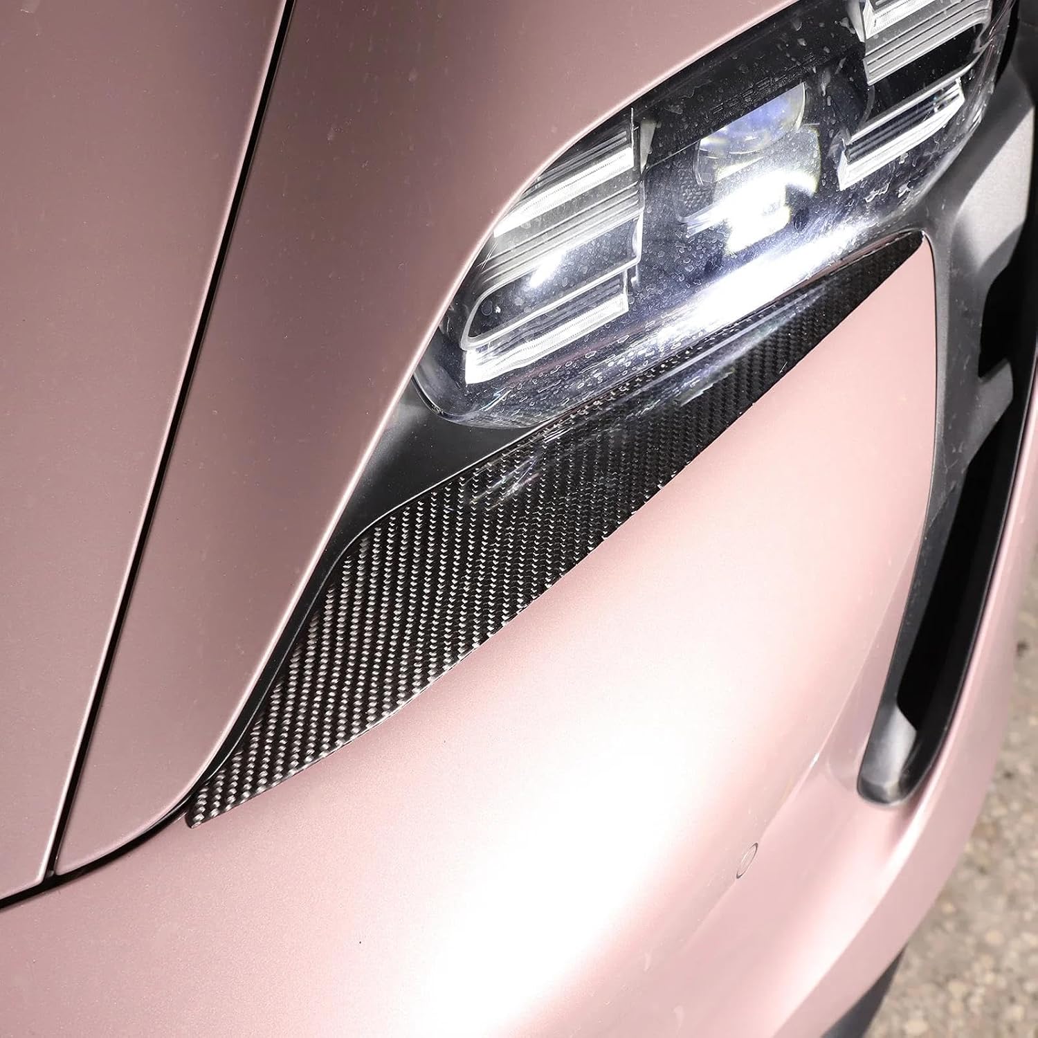 For Porsche Taycan 2019-2022. Car Headlights Decor Lamp Eyebrow Trim Stickers Exteriors Car Accessories