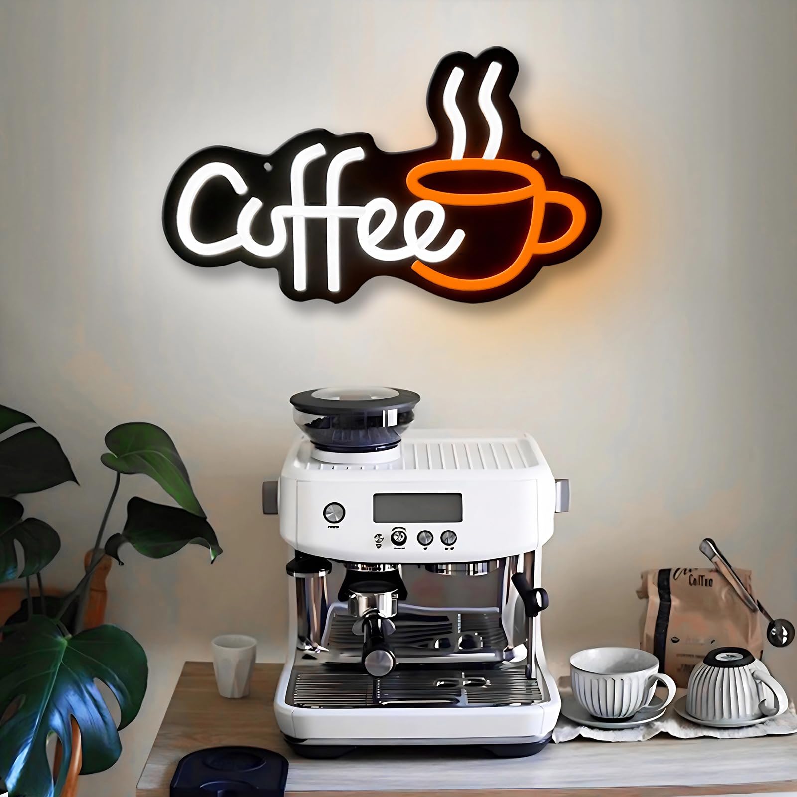 EZMYMA Coffee Neon Signs,Small Coffee Bar Sign Decor Dimmable USB Powered Coffee Signs For Coffee Bar Decor,Coffee Stantion,Coffee Wall Decor For Kitchen Home,12.6 * 9 Inch