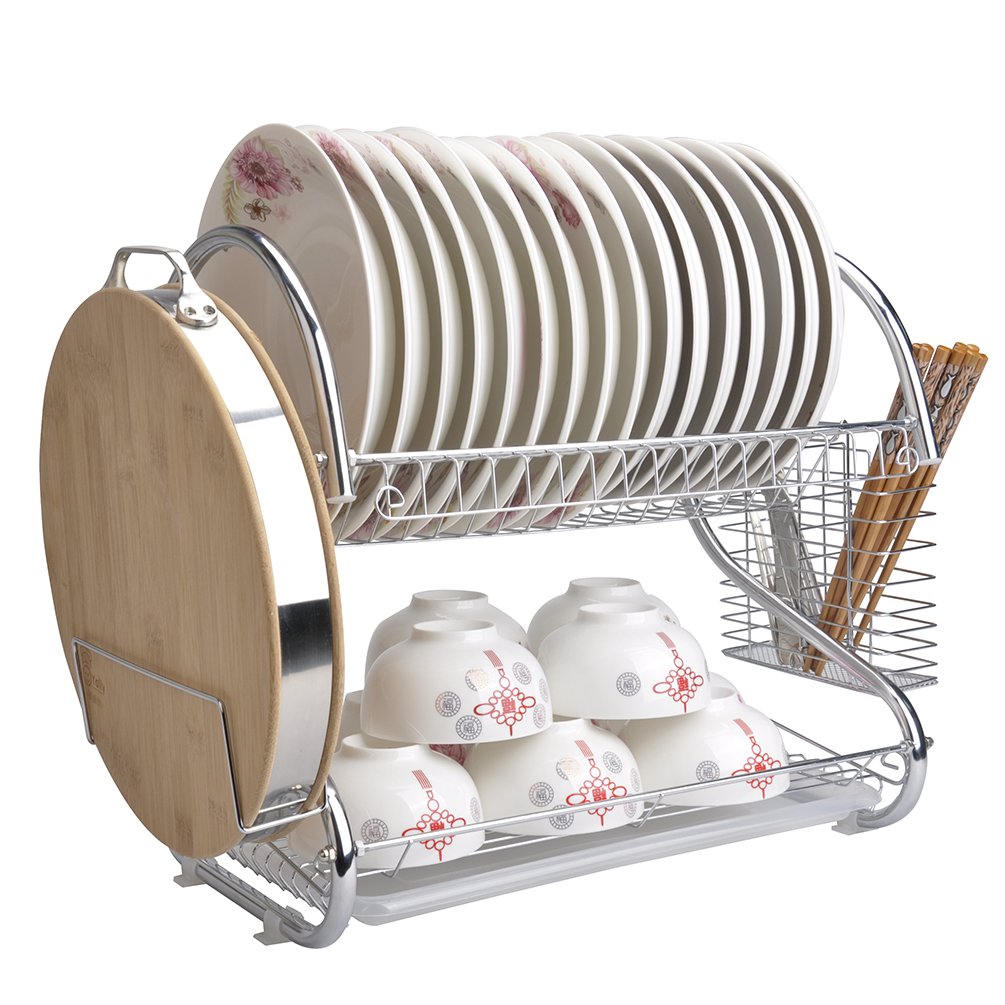 Buy QIN.J.FANG Removable Drain Pan 2 Tier Chrome Plate Dish Cutlery