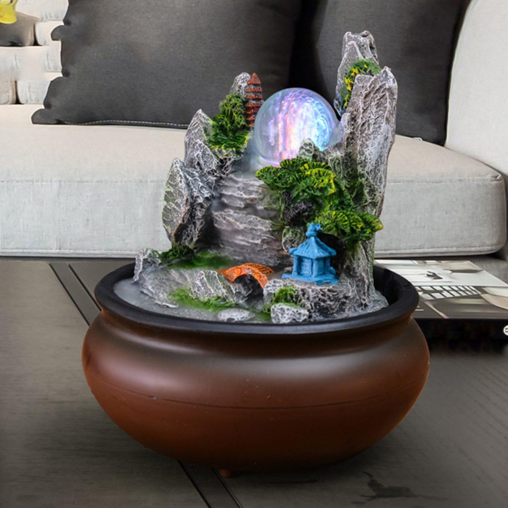 Amazon.co.jp: 卓上噴水 ミニ噴水 室内噴水 樹脂噴水 風水 置物 玄関