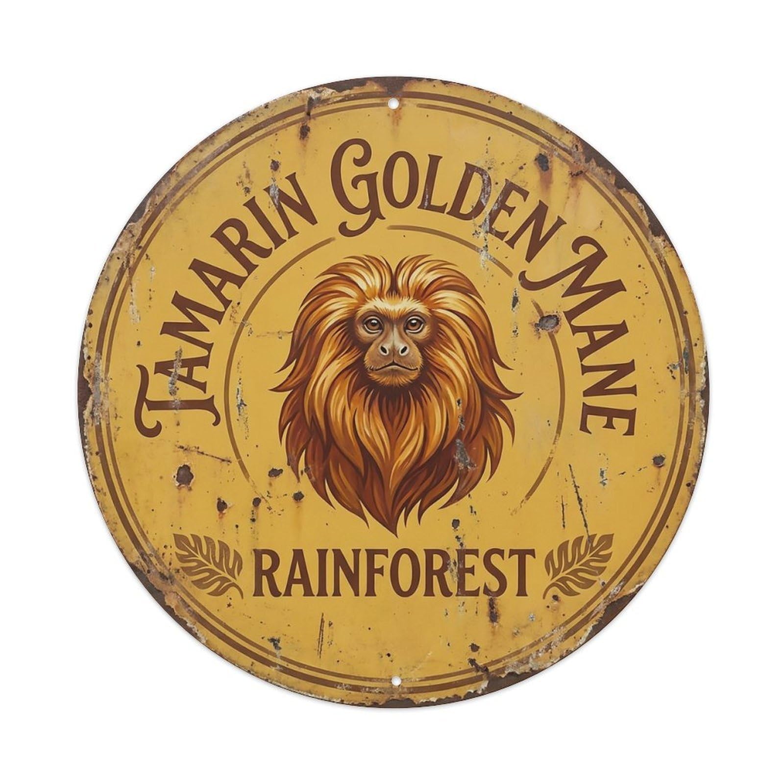 Cxhjca 8X8inch(20X20cm) Tamarin Golden Mane Rainforest Metal Tin Sign